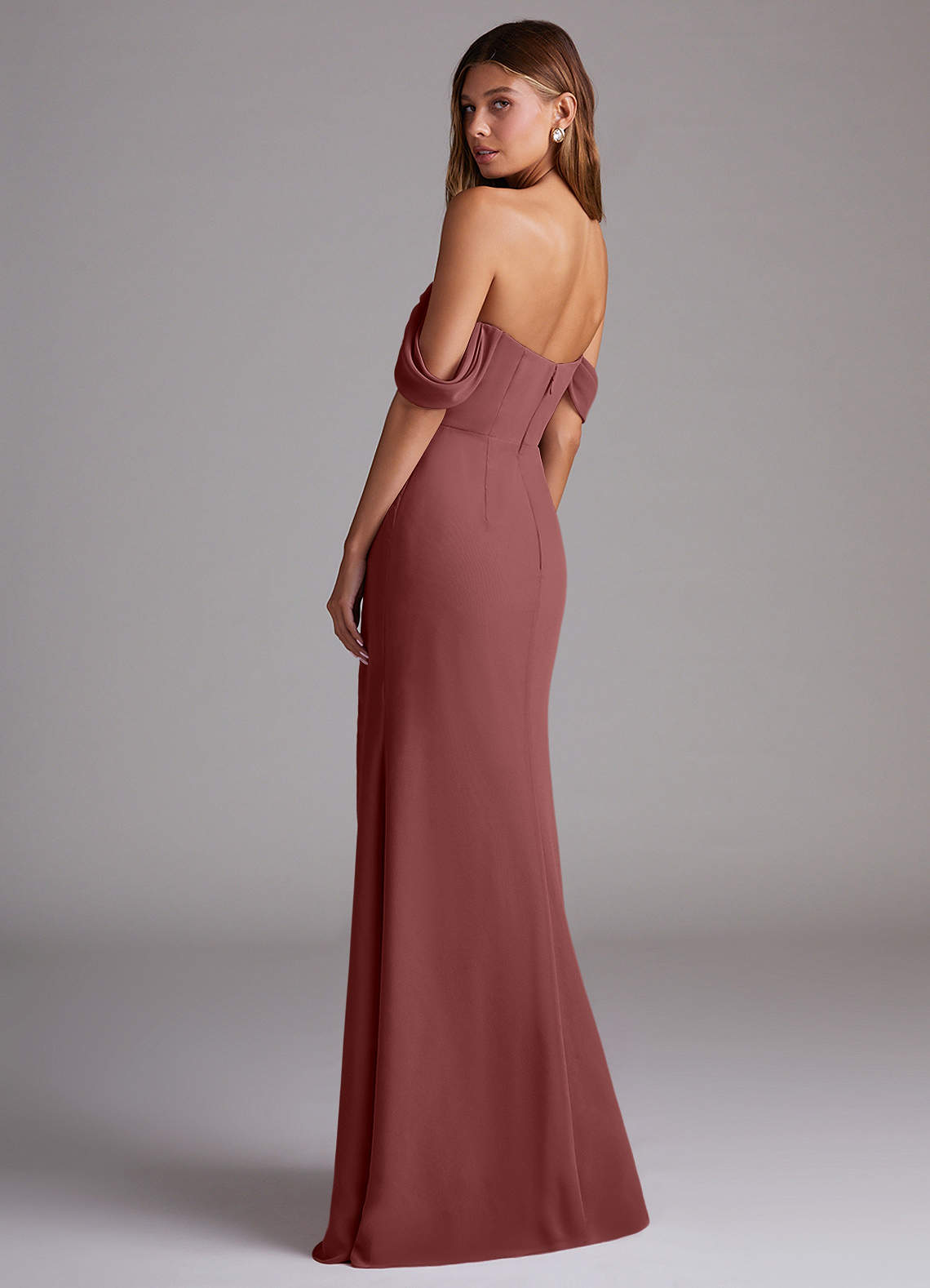Azazie Saige Bridesmaid Dresses Amethyst A-Line Off the Shoulder Chiffon Convertible Dress image7