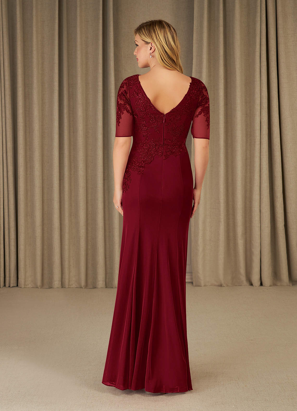 Azazie Ivanna Burgundy Mermaid Lace Dress Ready to Ship | Azazie
