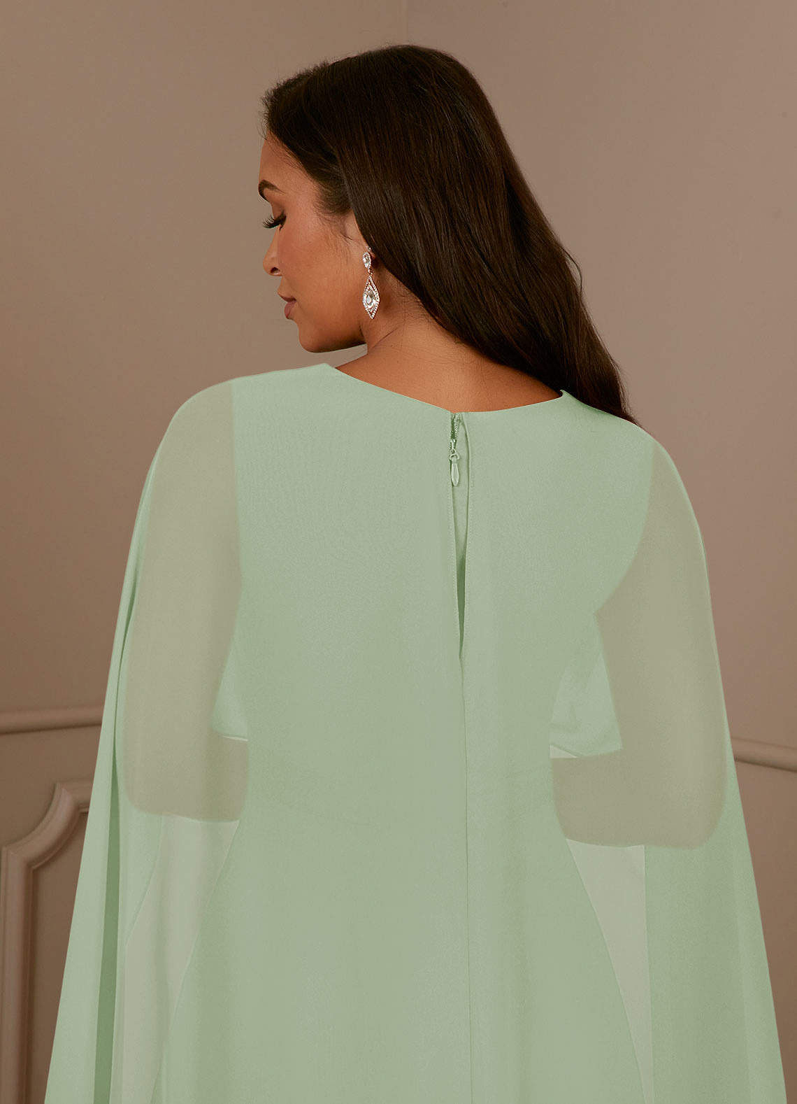 Azazie Isa Mother of the Bride Dresses Dusty Sage A-Line V-Neck Pleated Chiffon Dress image5