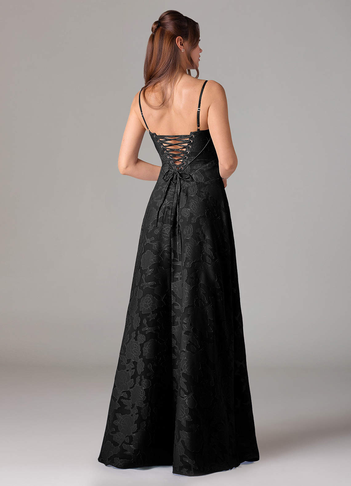 Azazie Valentine Bridesmaid Dresses Black A-Line Sweetheart Neckline Floral Burnout Dress image4