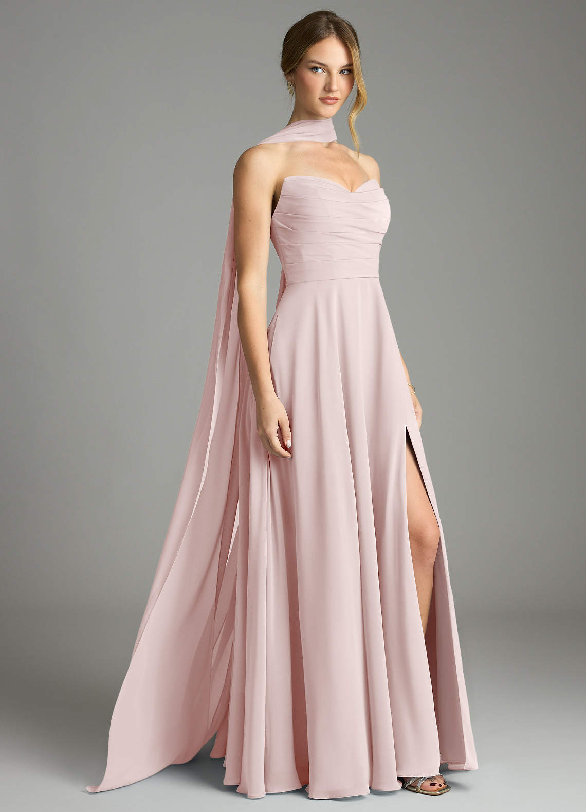 Azazie Ayla Blushing Pink Chiffon Bridesmaid Dresses