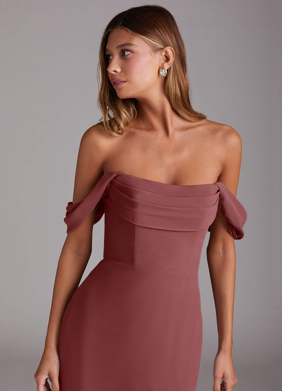 Azazie Saige Bridesmaid Dresses Amethyst A-Line Off the Shoulder Chiffon Convertible Dress image4