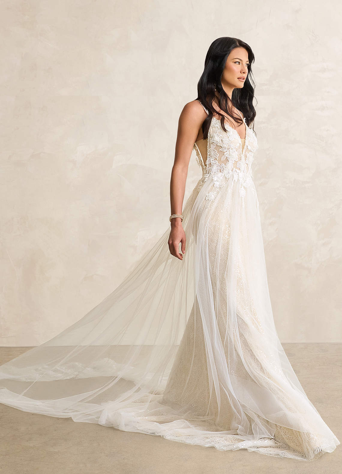 Azazie Avia Robes de mariée Robe Sirène en Dentelle Paillettes Diamant Blanc Champagne image1