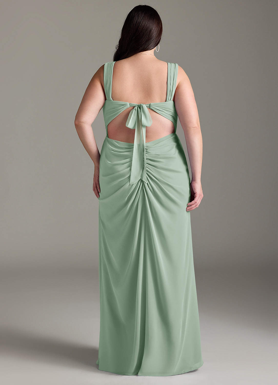 Azazie Jesaphine Bridesmaid Dresses Agave Sheath Bow Chiffon Dress image8