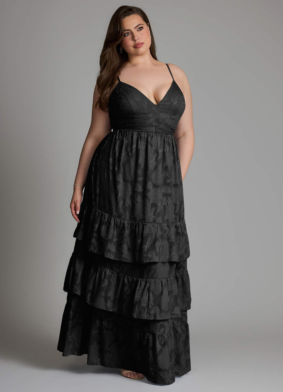 Azazie Nathalia Bridesmaid Dresses Black A-Line Bow Floral Burnout Dress image8