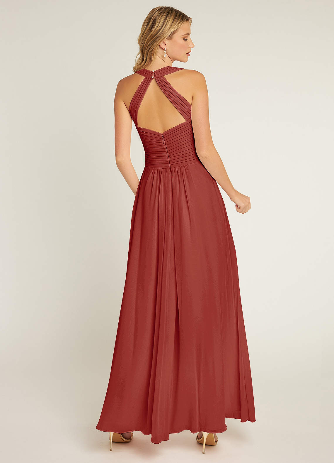 Stunning Spaghetti Straps Sweetheart Neck Chiffon Dresses Terracotta