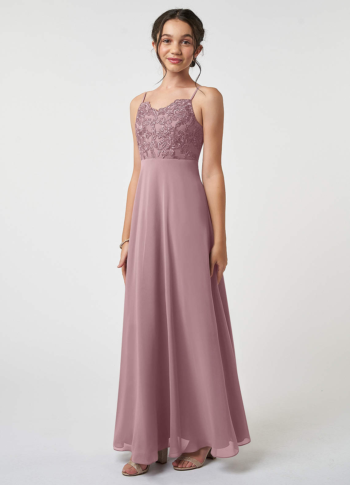 Stretch Lace Chiffon Junior Bridesmaid Dress