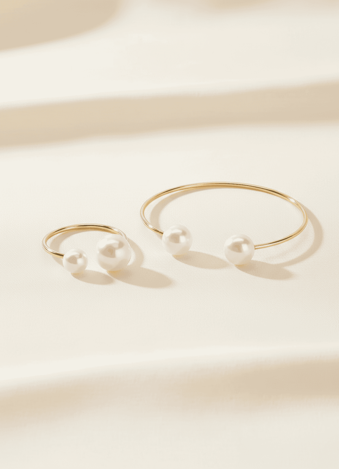 front Dubbele parel sieraden ringset