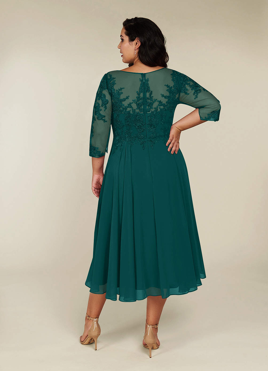 Azazie Marge Peacock A-Line Scoop Lace Chiffon Dress Mother of the ...