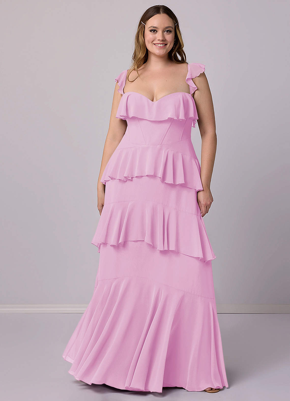 Barbie ♥ Azazie Bridesmaid Dresses Candy Pink A-Line Sweetheart Neckline Chiffon Dress image7