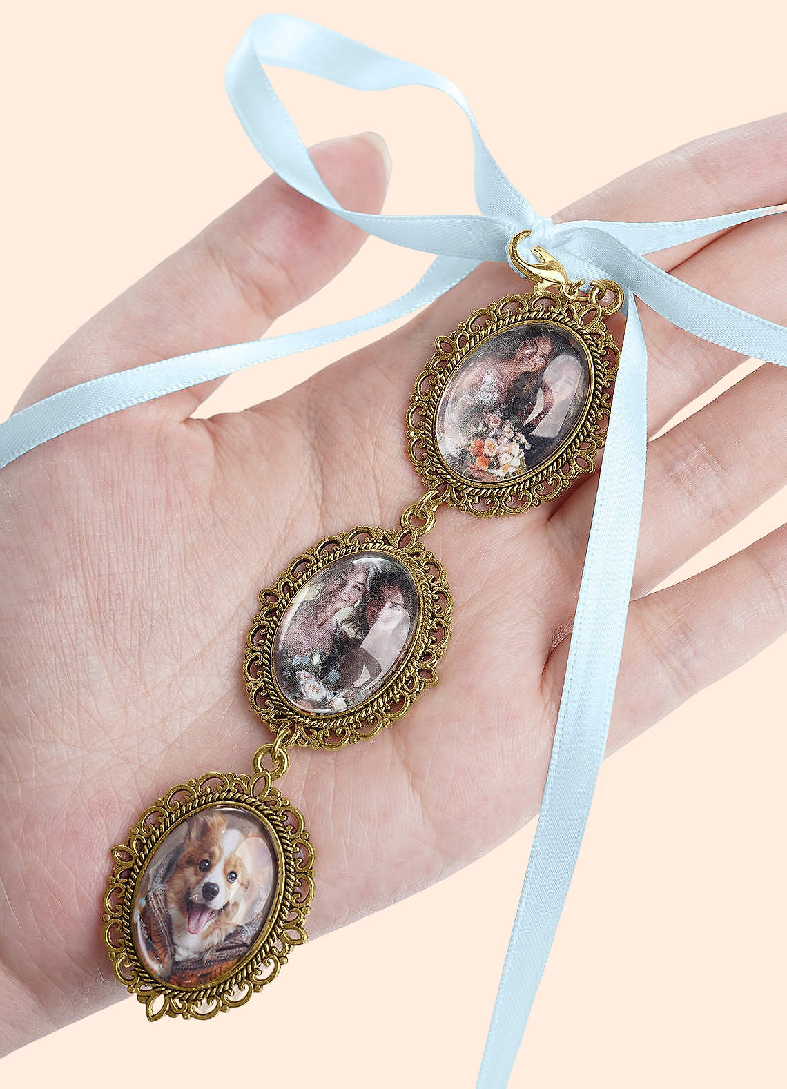 front Personalized Triple Photo Charms