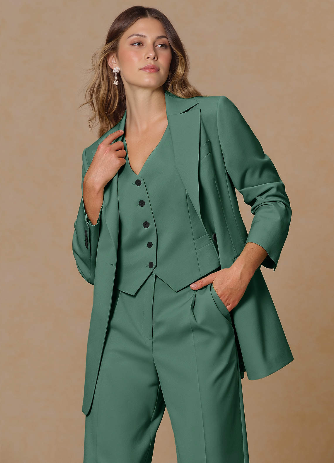 front Rowan Eukalyptus Performance-Blazer mit raffiniertem Webmuster