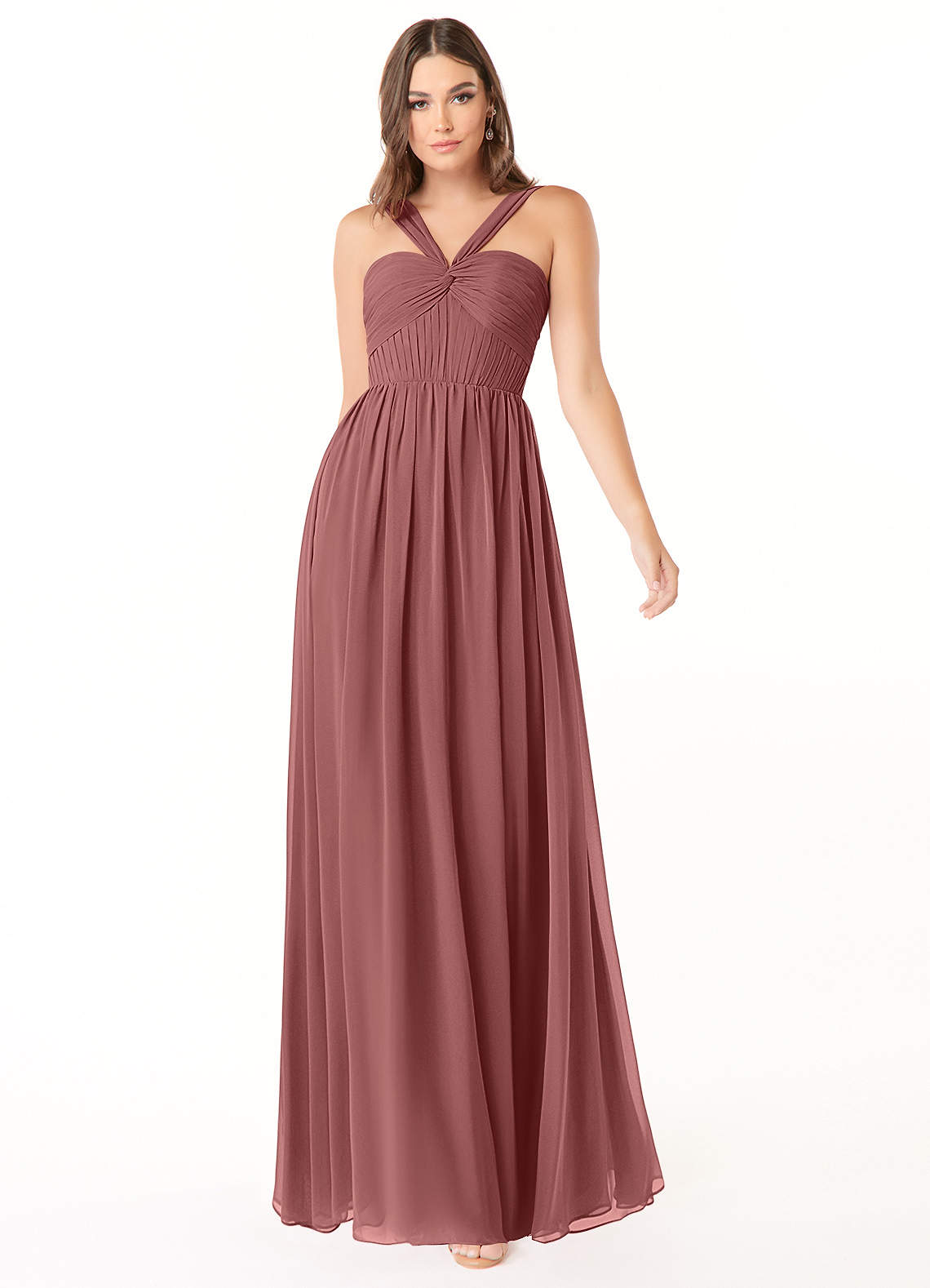 Azazie Dionne Bridesmaid Dresses Amethyst A-Line Corset Chiffon Dress image1