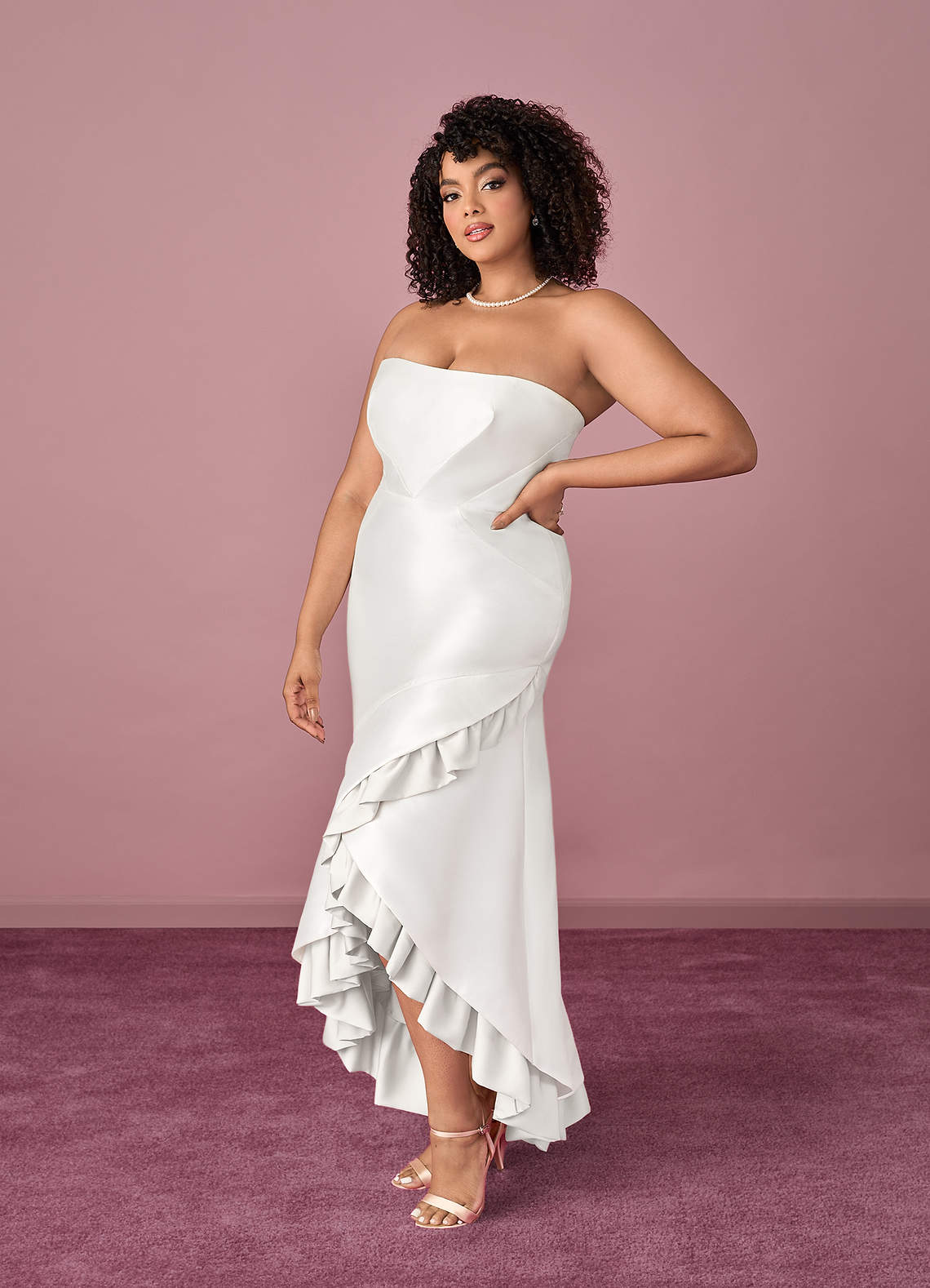 Barbie ♥ Azazie Wedding Dresses Diamond White Mermaid Ruched Mikado Dress image6