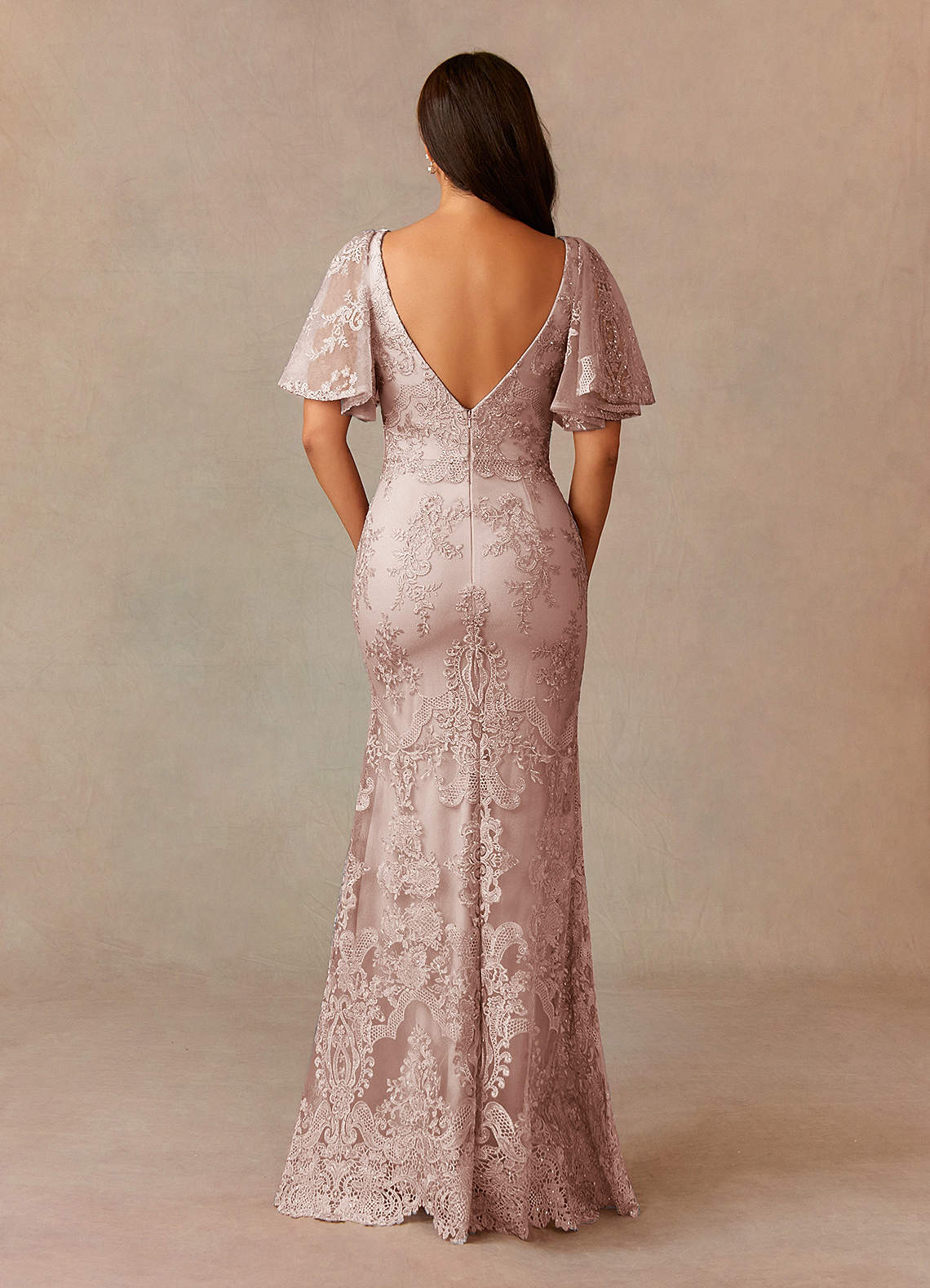 Upstudio Joliet Mother of the Bride Dresses Dusty Rose Mermaid V-Neck Lace Dress image3