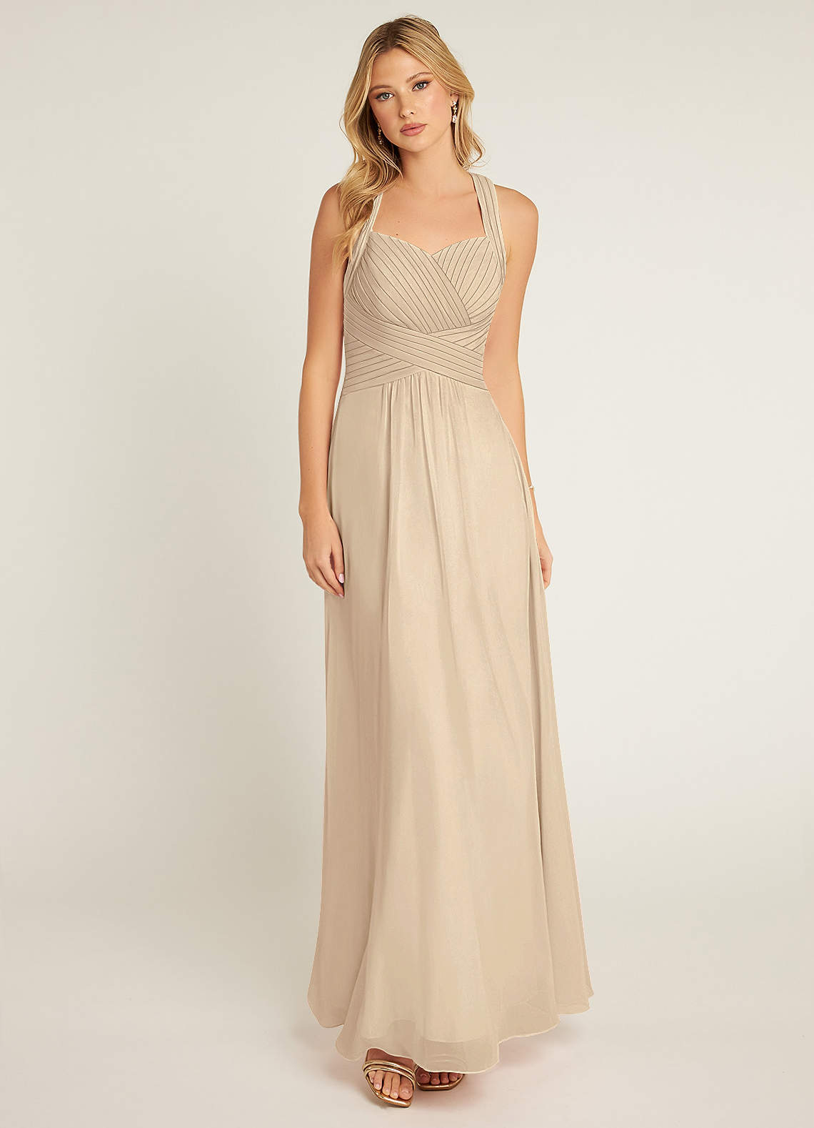 Azazie Claudia Bridesmaid Dresses Champagne A-Line Sweetheart Neckline Chiffon Dress image1