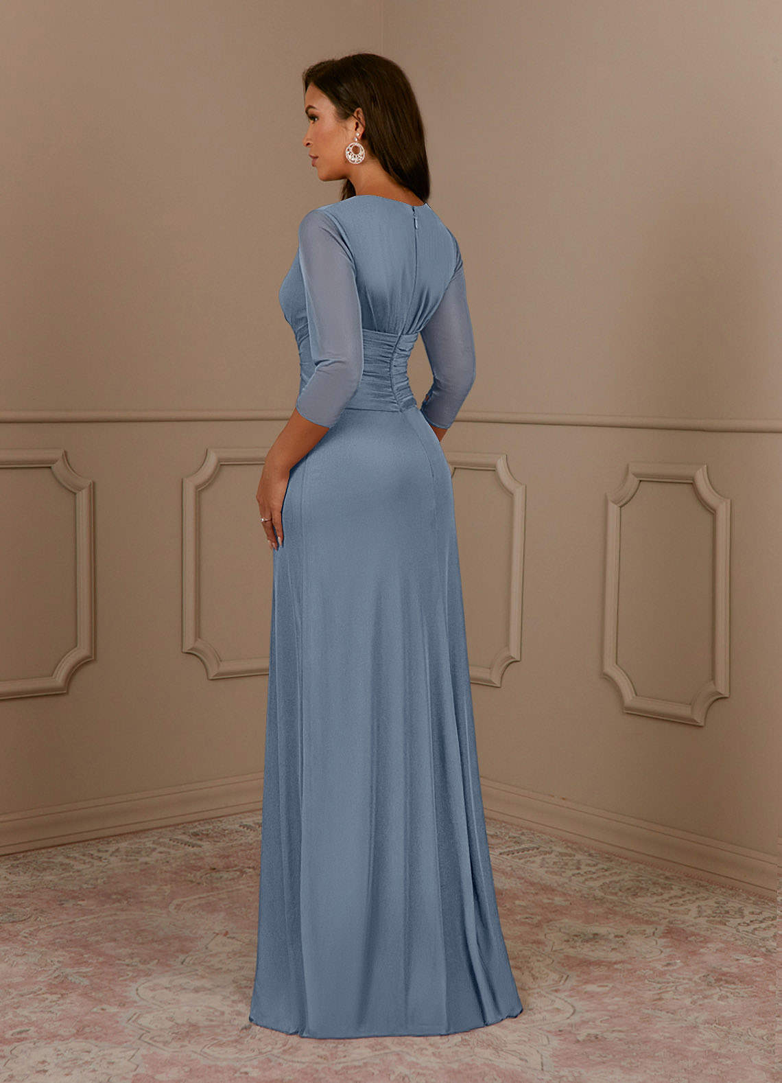 Azazie Annetta Abiti per la Madre della Sposa Abito A-Line in Maglia Plissettao con Scollo a V Crepuscolo image2
