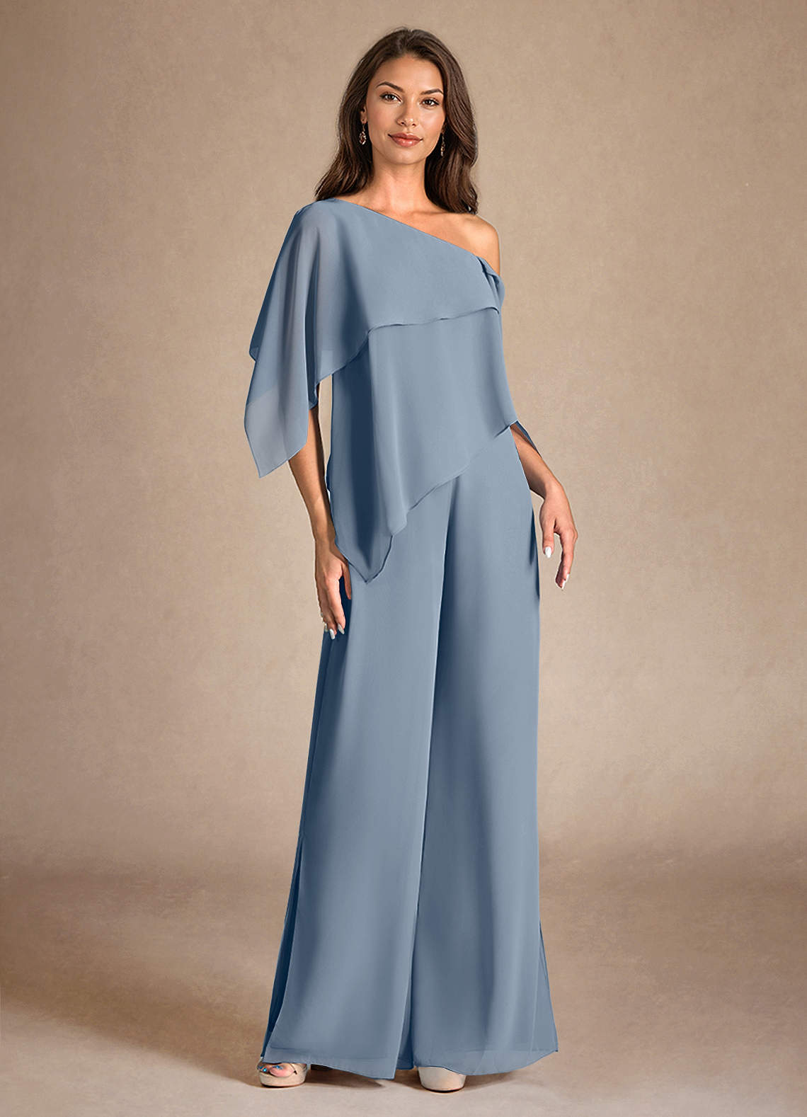 Azazie Halima Abiti per la Madre della Sposa Abito Tuta Pantaloni in Chiffon Spacco Laterale Crepuscolo image4