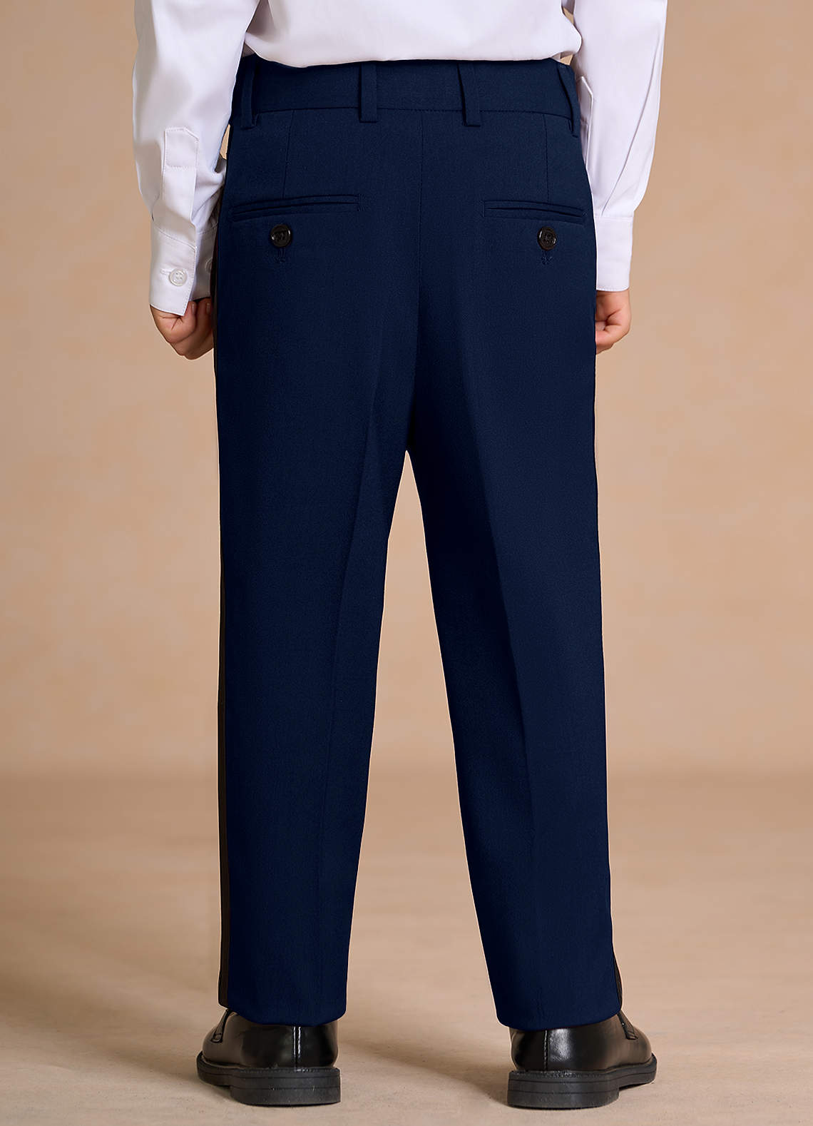 front Michael Navy Blue Boys Peak Lapel Tuxedos