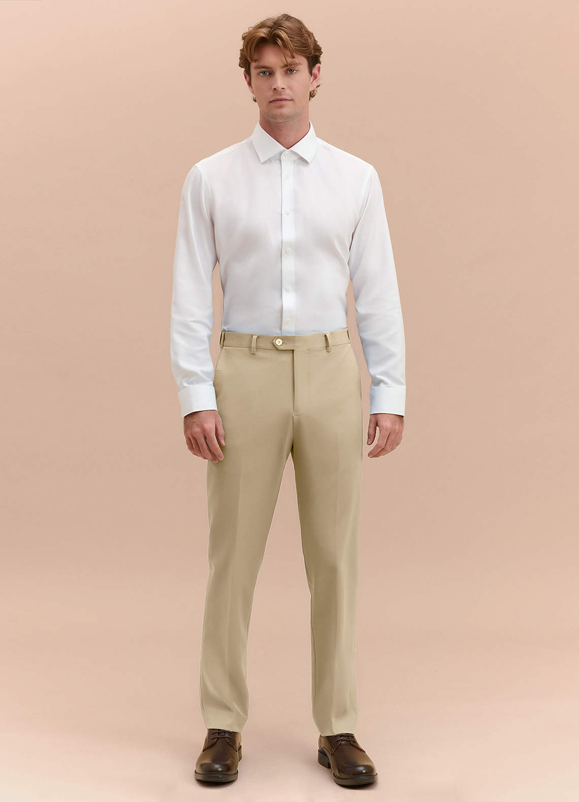 front James Champagne Structured Stretch Dress Pants