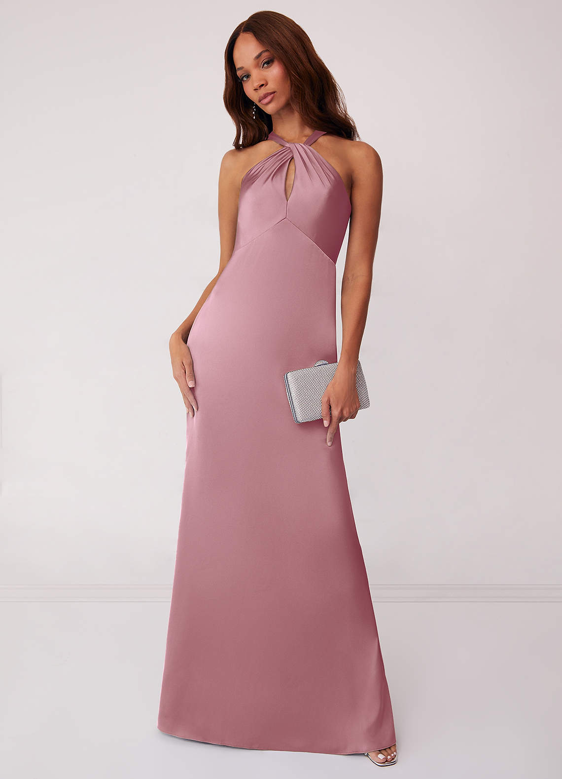 Barbie ♥ Azazie Bridesmaid Dresses Vintage Mauve Sheath Stretch Satin Dress image1