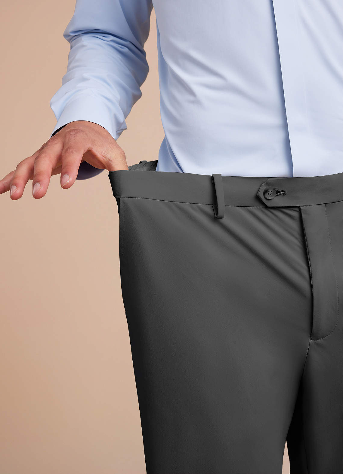 front Vincent Grey Structured High Stretch Dress Pants