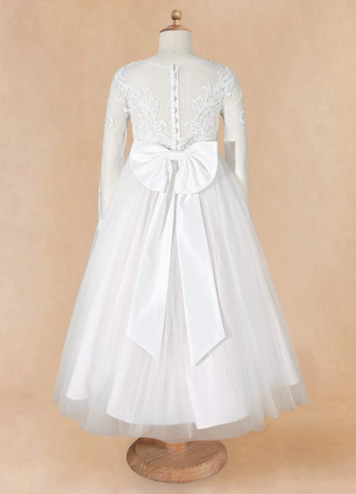 Azazie Elodie Flower Girl Dresses Ivory White Ball-Gown Lace Dress image10