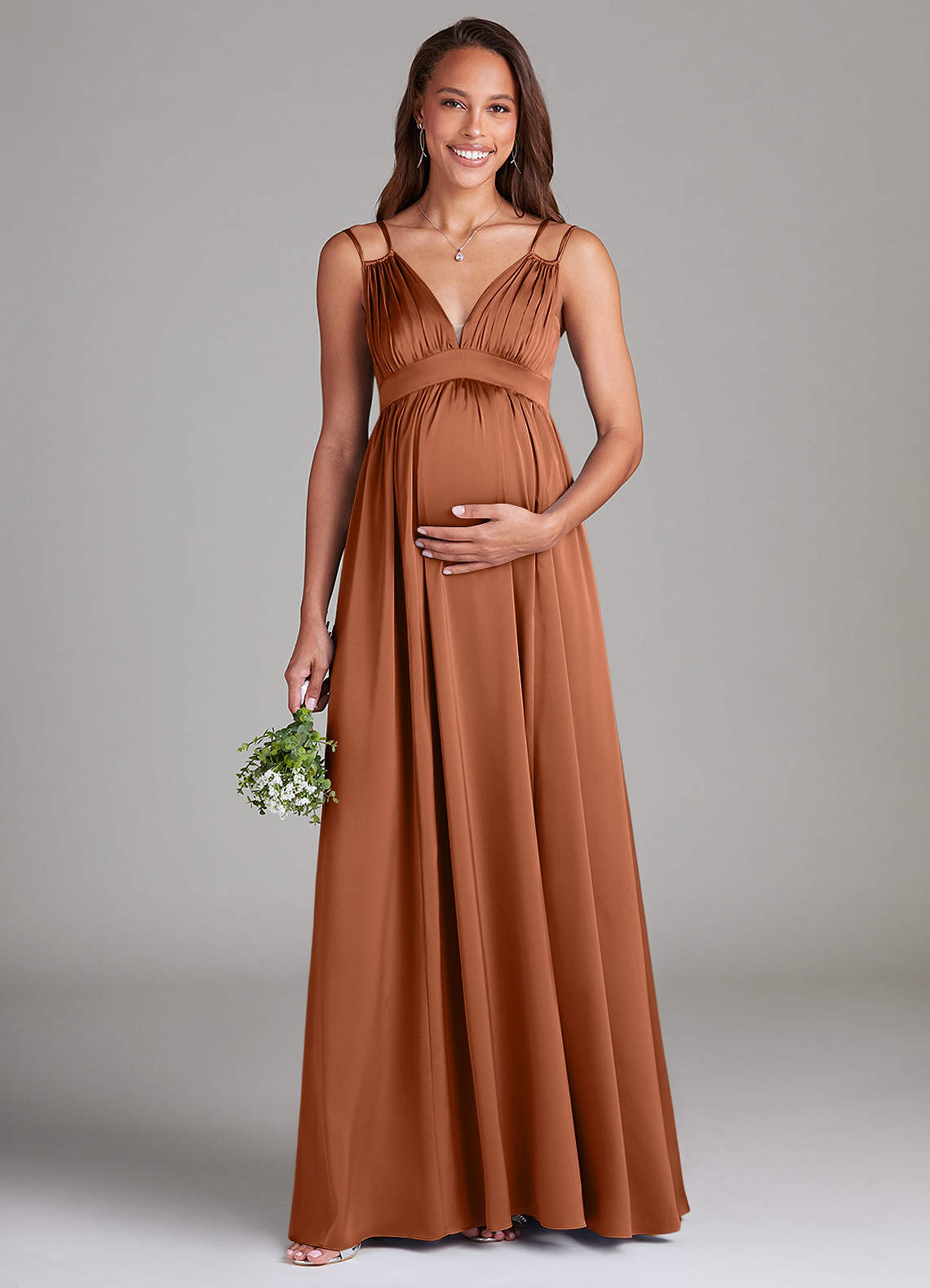 Satin Ruched A Line Bow Orange Spaghetti Straps Prom Dress Satin Ruched A Line Bow Orange Spaghetti Straps Prom Dress