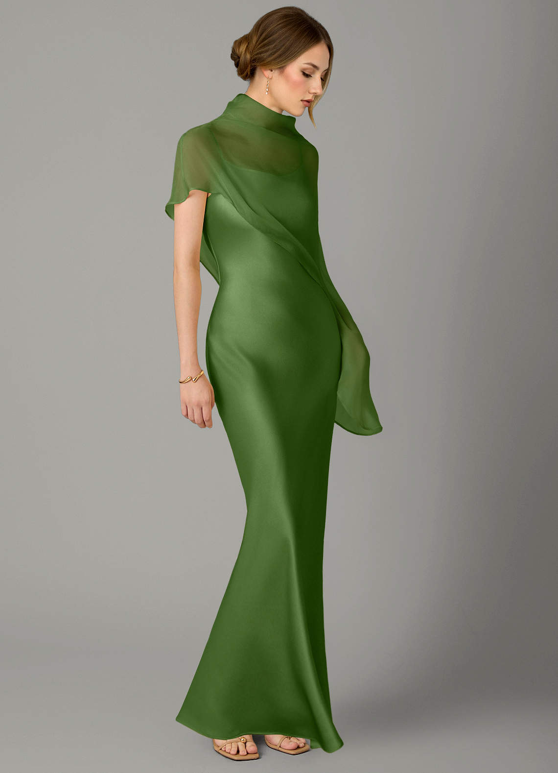 basil bridesmaid dress Azazie Sheath Strapless Floor-Length Chiffon Bridesmaid Dresses