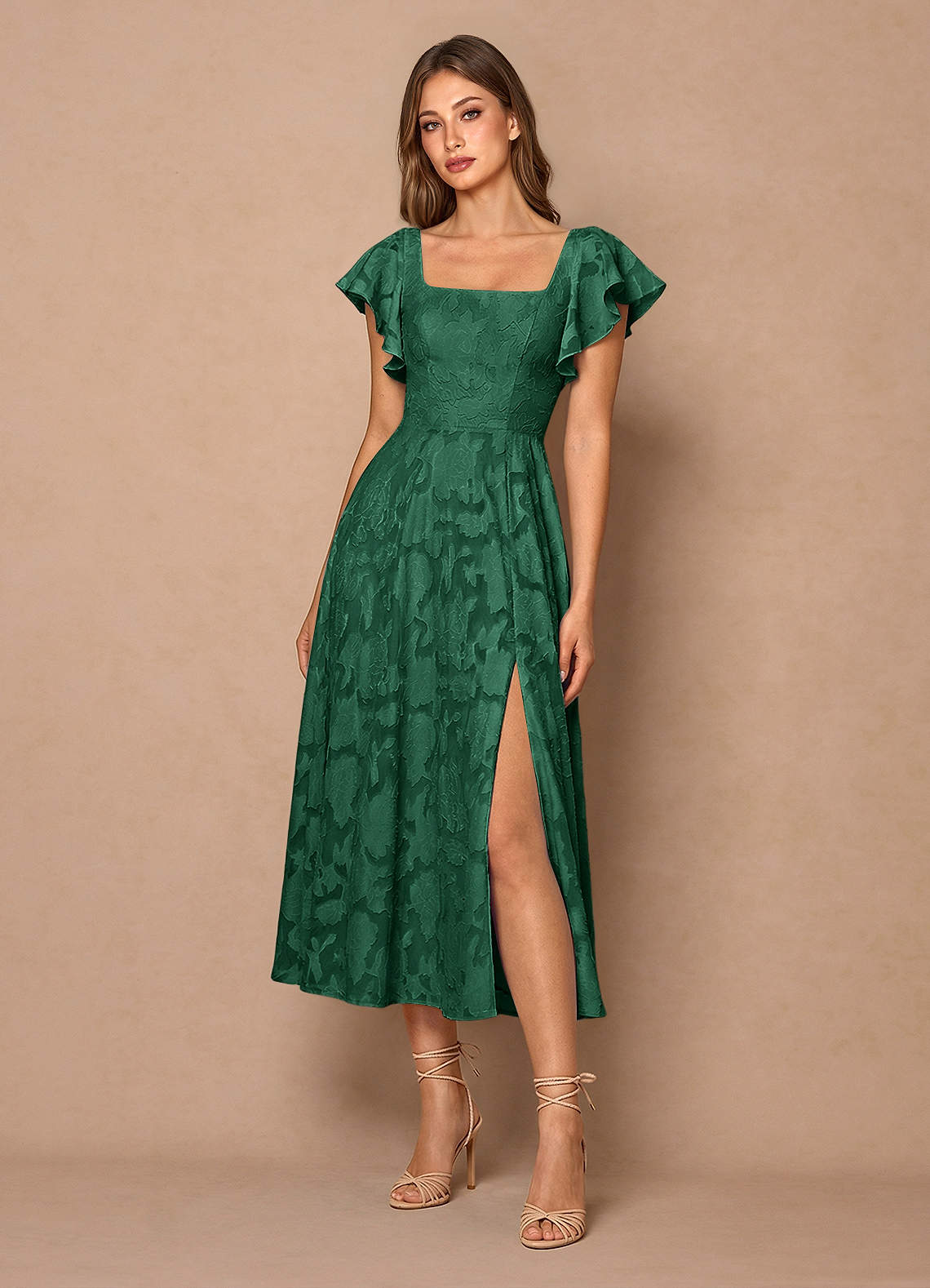 Talia Emerald Green Midi Dress | Azazie