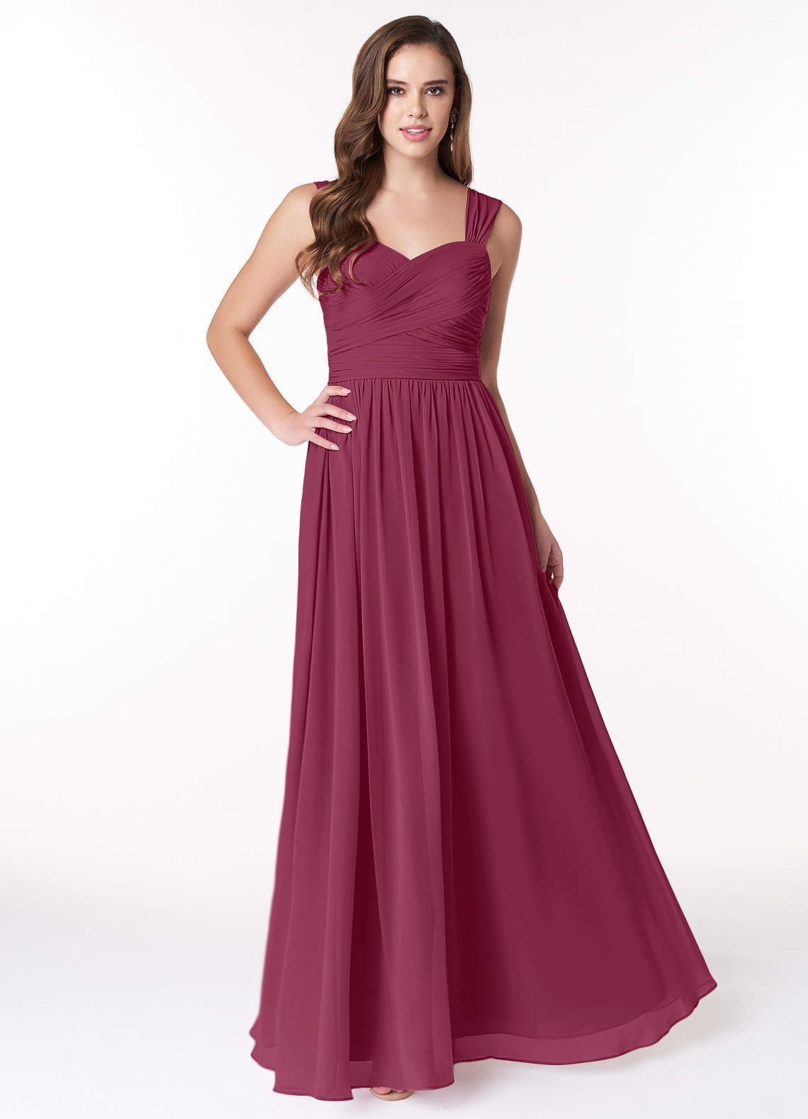 Azazie Zapheira Bridesmaid Dresses Mulberry A-Line Ruched Chiffon Dress image1