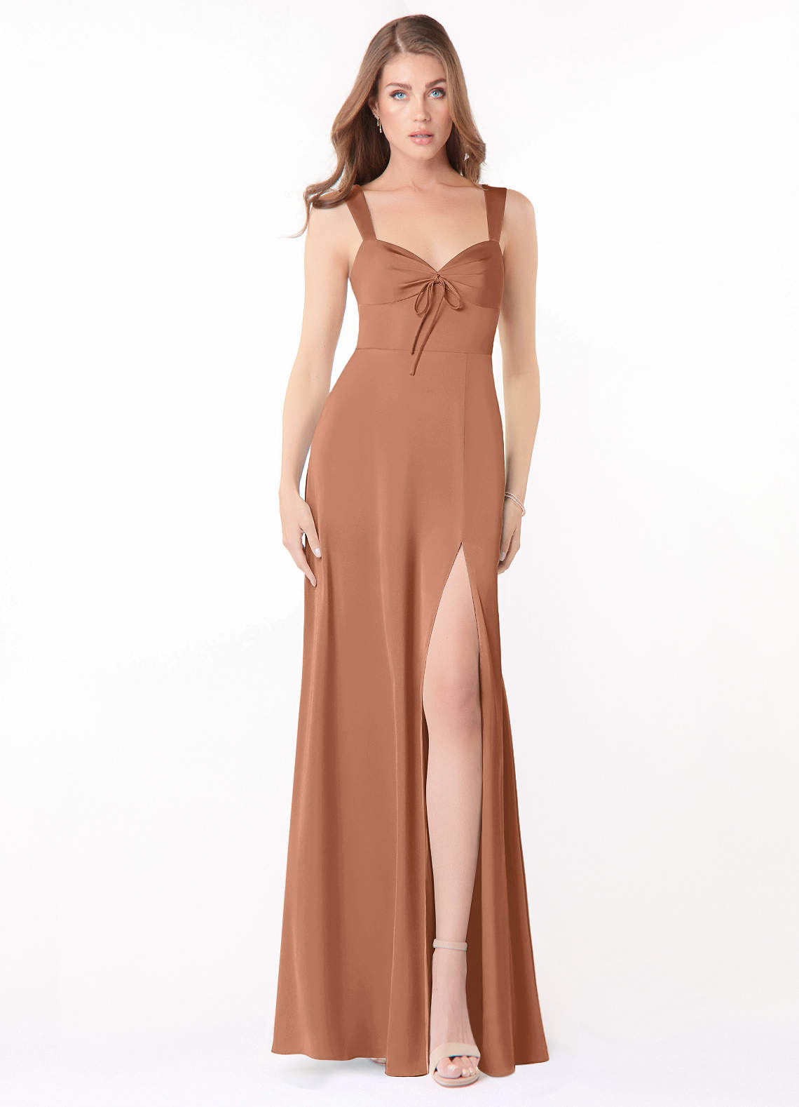 Azazie Alexia Stretch Satin Dress Bronzer Bridesmaid Dresses | Azazie CA