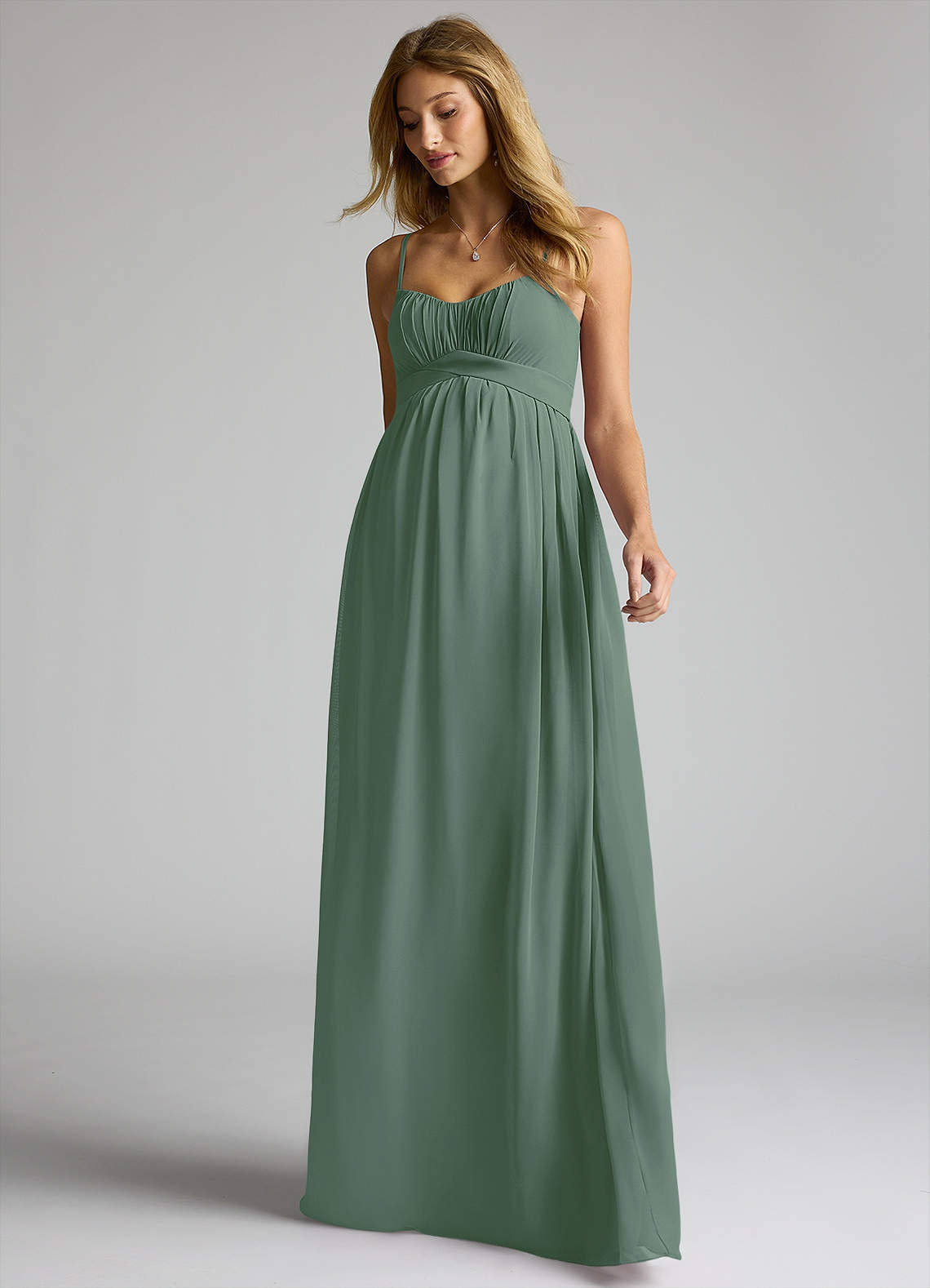 Azazie Llana Vestidos de dama de honra para maternidade Vestir Linha A Comprimento do chão Chiffon image2