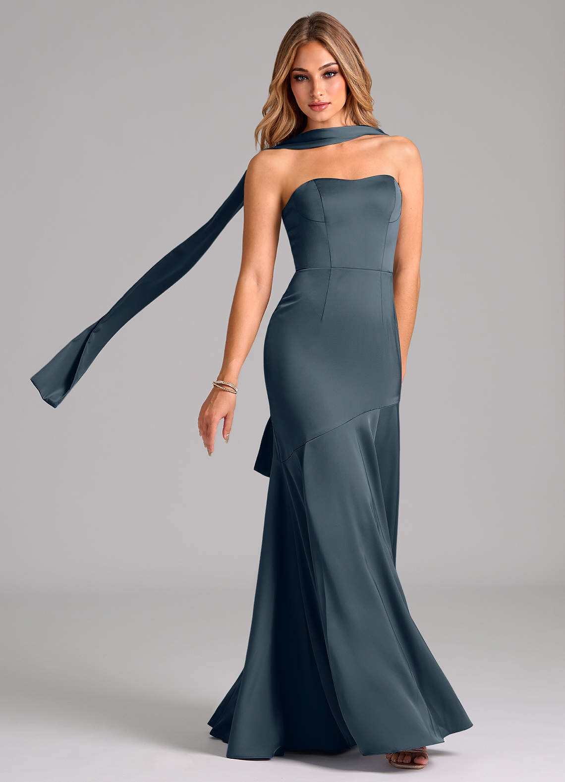 Azazie Shiloh Bridesmaid Dresses Twilight Mermaid Strapless Stretch Satin Convertible Dress image1