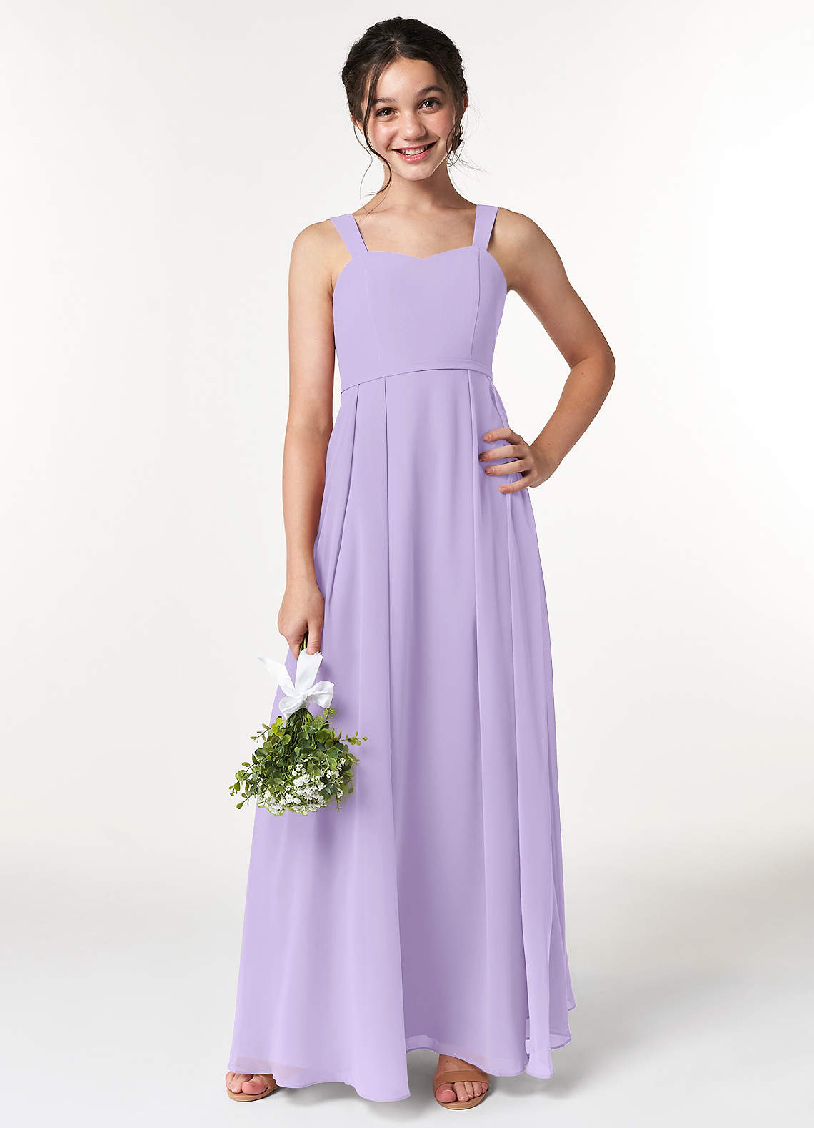 Azazie Simoan Junior Lilac A-Line Sweetheart Neckline Chiffon Dress image1