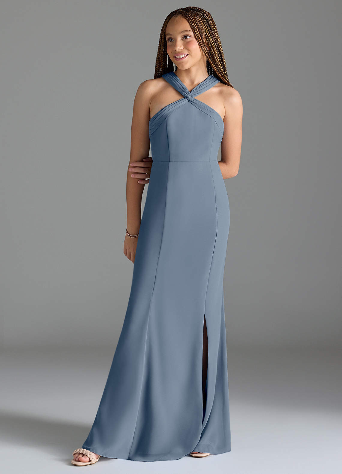 Azazie Rue Junior Meerjungfrau-Linie Seitliche Cut-Outs Chiffon Kleid Zwielichtviolett image1