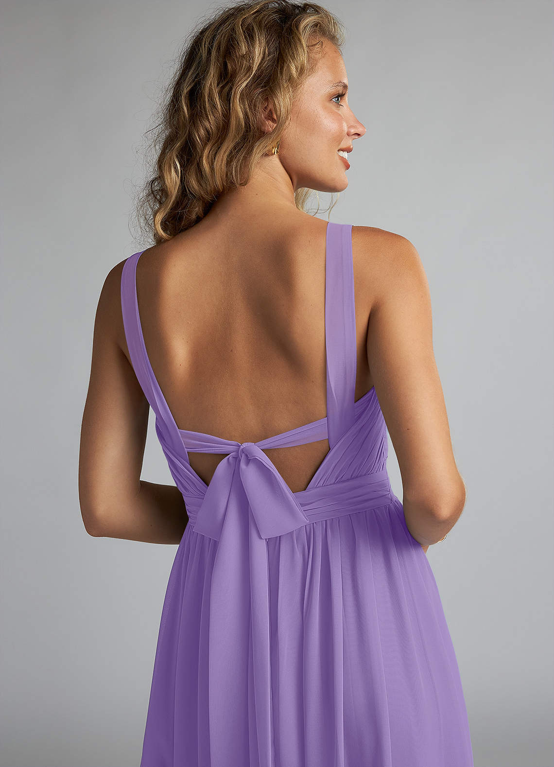 Azazie A-Line V-Neck Floor-Length Chiffon Bridesmaid Dresses - Tahiti