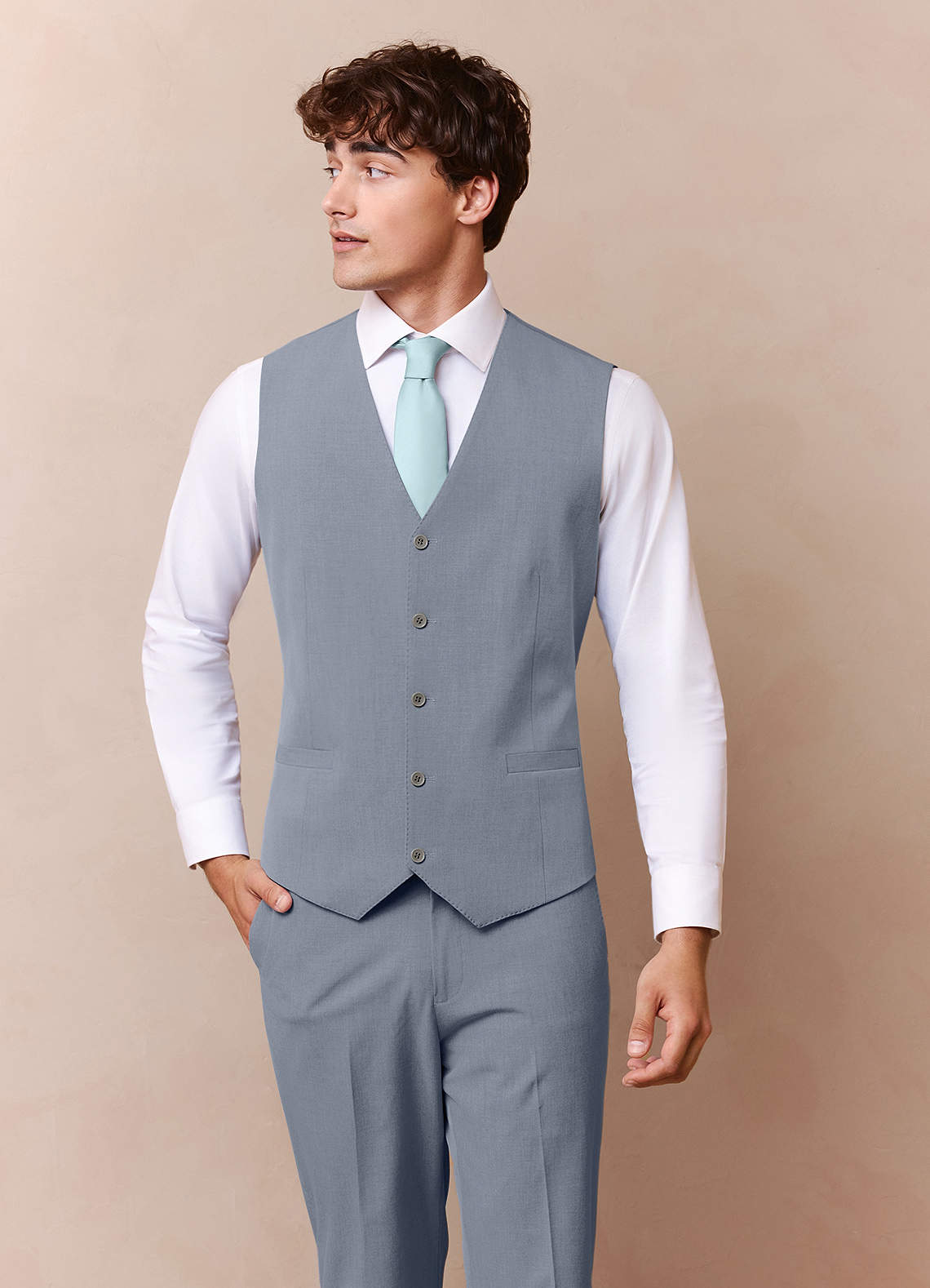 front Savile Light Blue Wool Blend Suit Vest