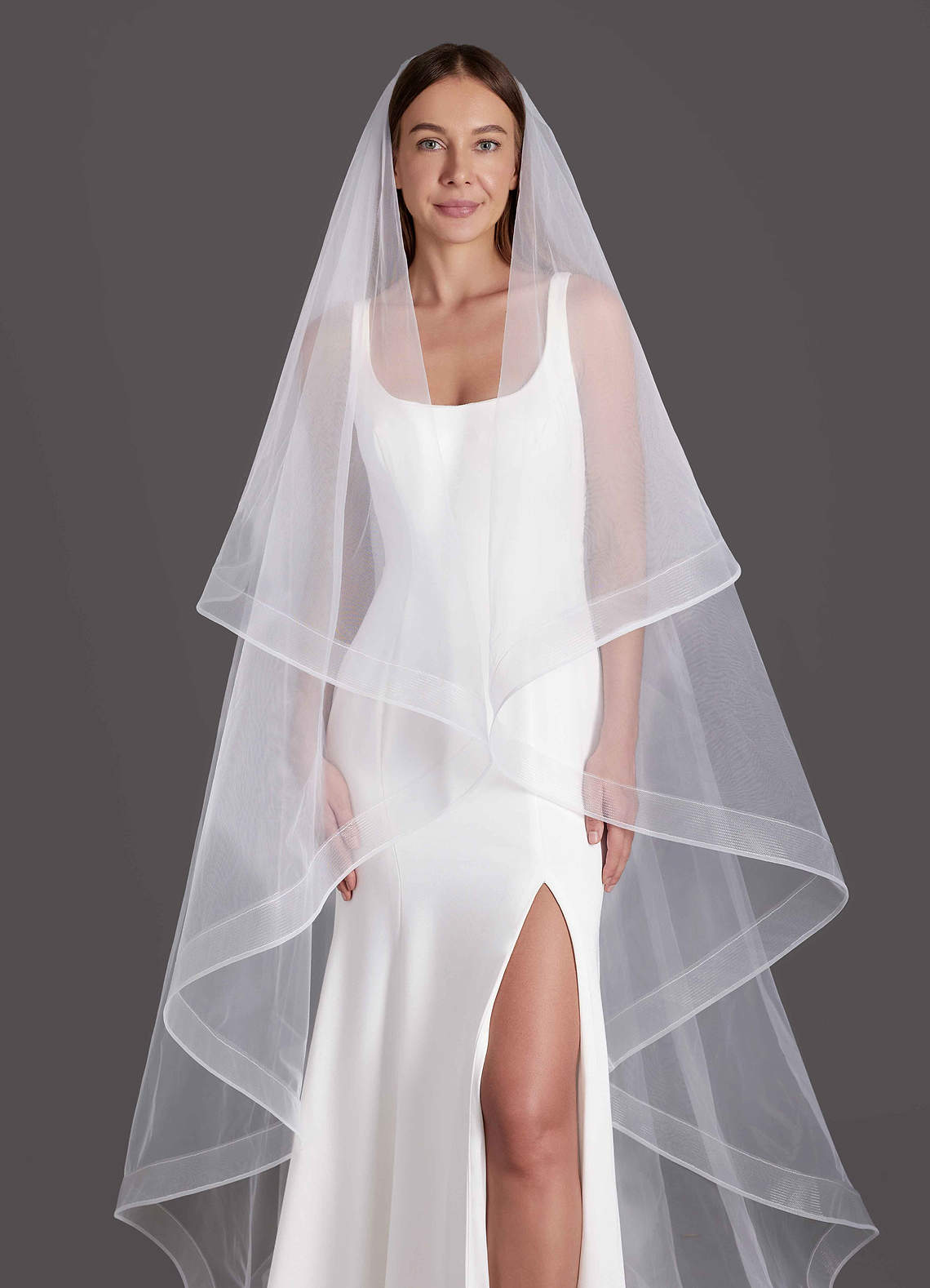 front Richelle Cathedral Length Veil With Blusher