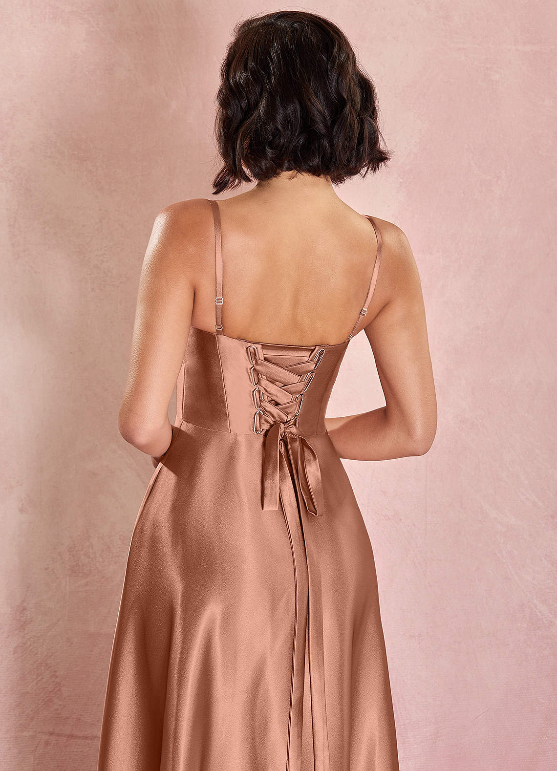 Azazie Plus Size Maxi Dresses A-Line Wedding Guest Semi-Formal Dresses Square Antique Brass