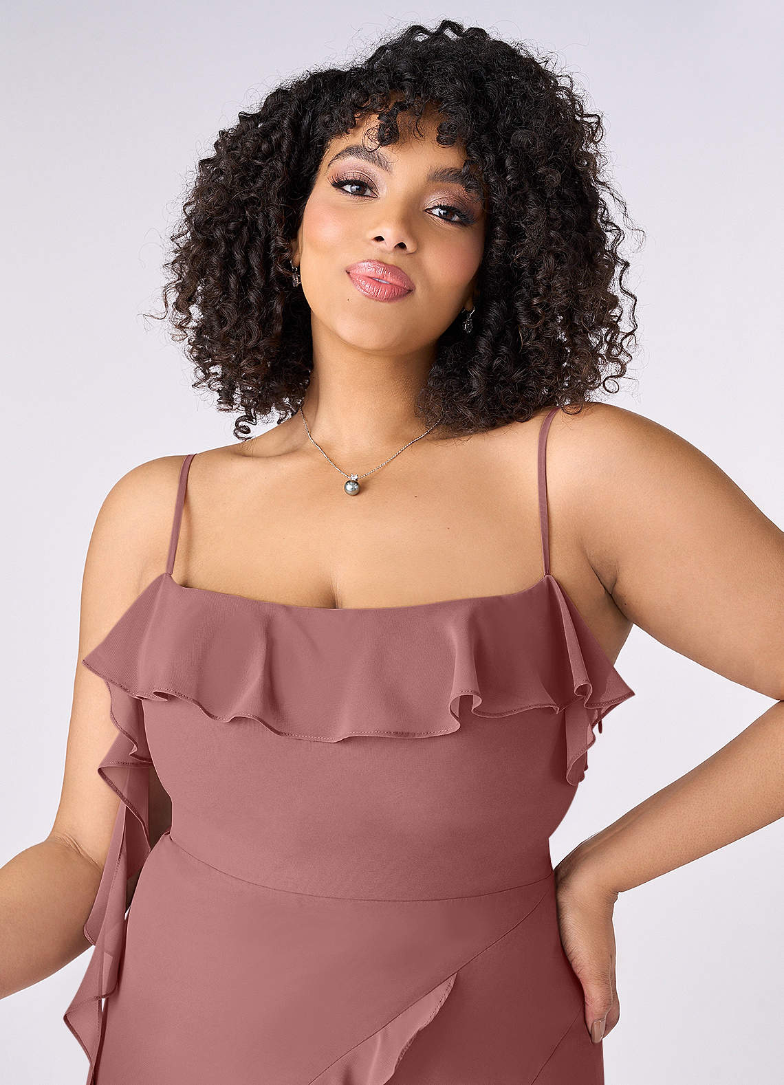 Barbie ♥ Azazie Bridesmaid Dresses Desert Rose Sheath Bow Chiffon Dress image9