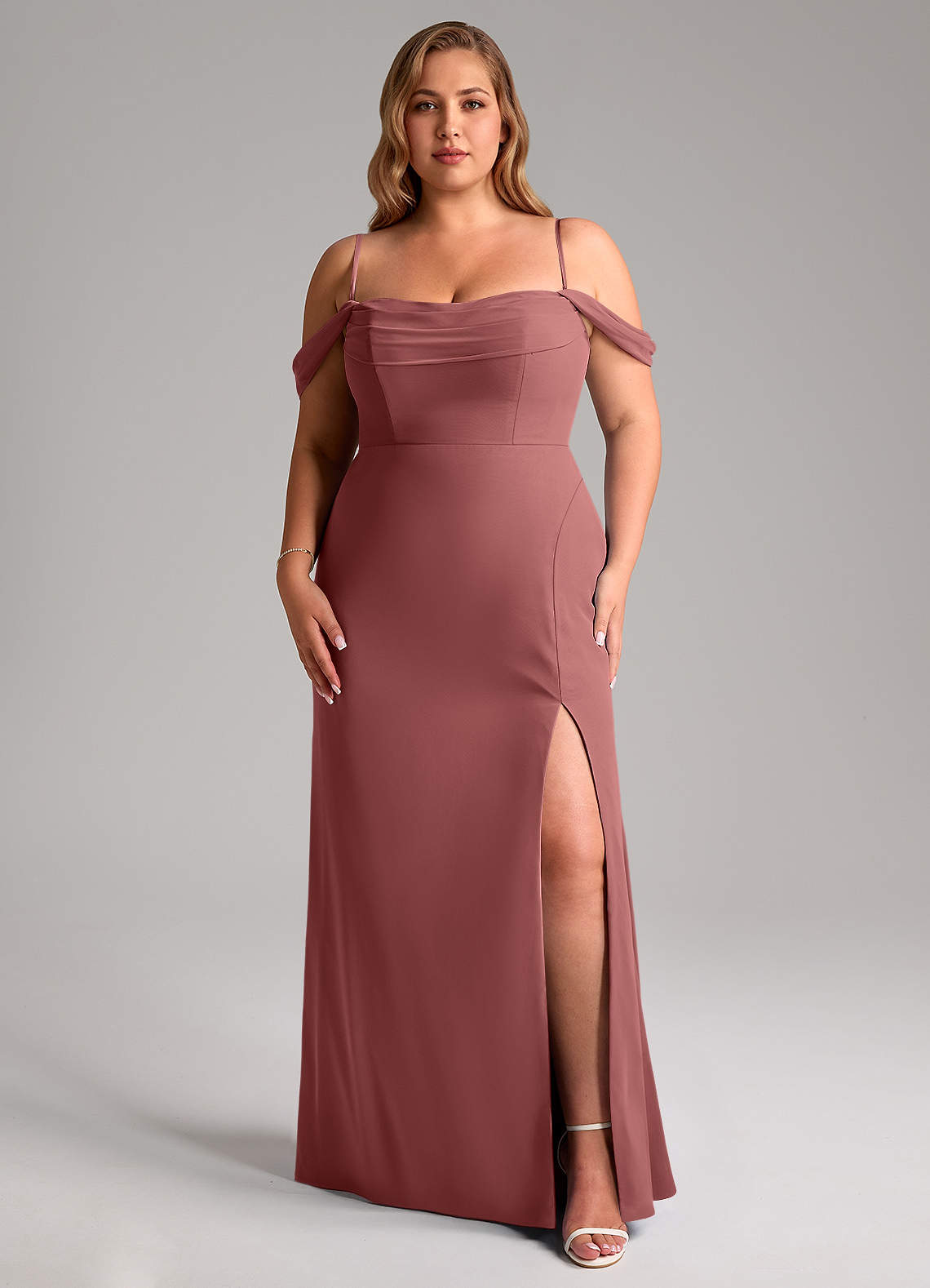 Azazie Saige Bridesmaid Dresses Amethyst A-Line Off the Shoulder Chiffon Convertible Dress image13