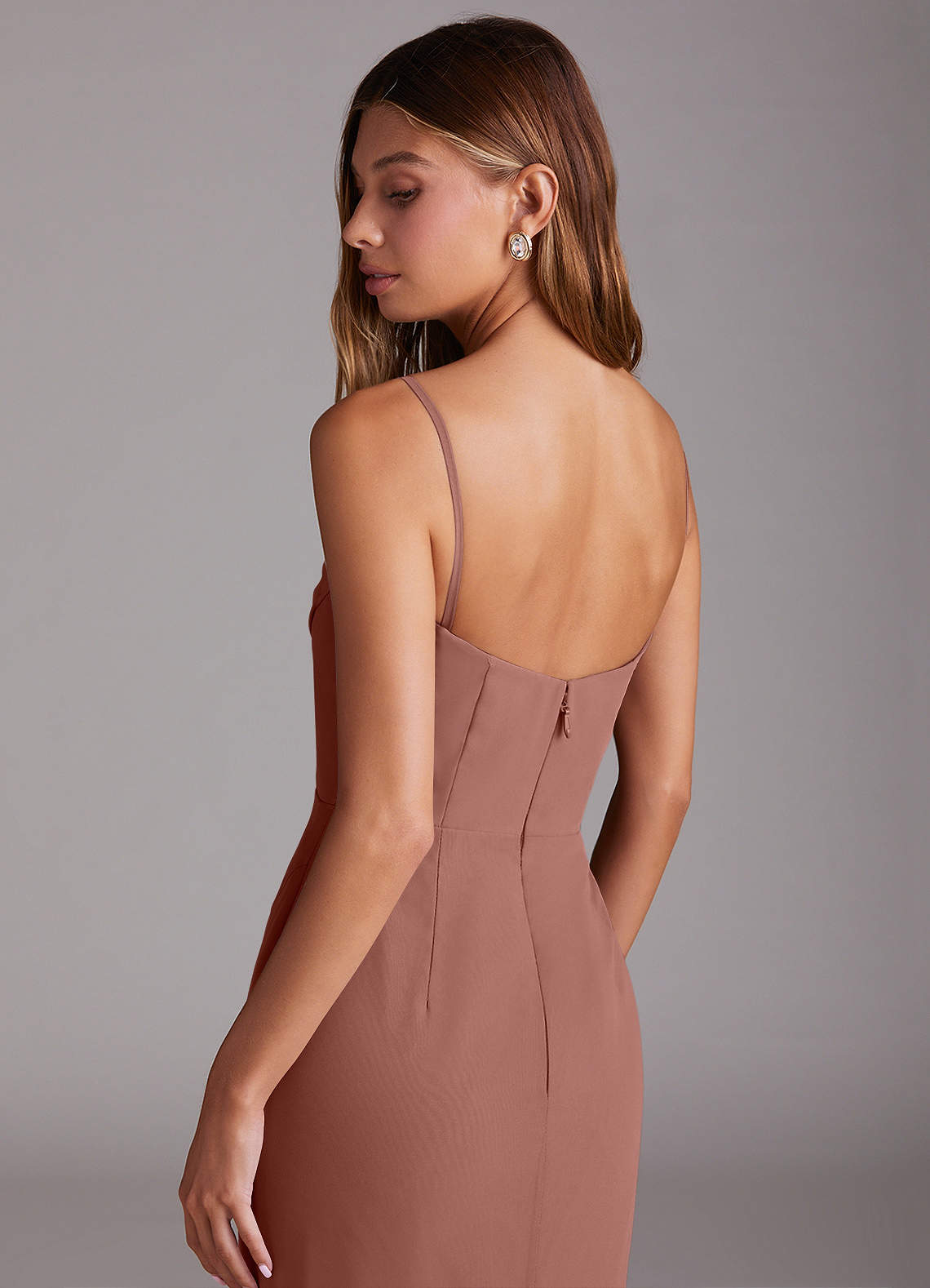 Azazie Saige Bridesmaid Dresses Cedar Rose A-Line Off the Shoulder Chiffon Convertible Dress image8