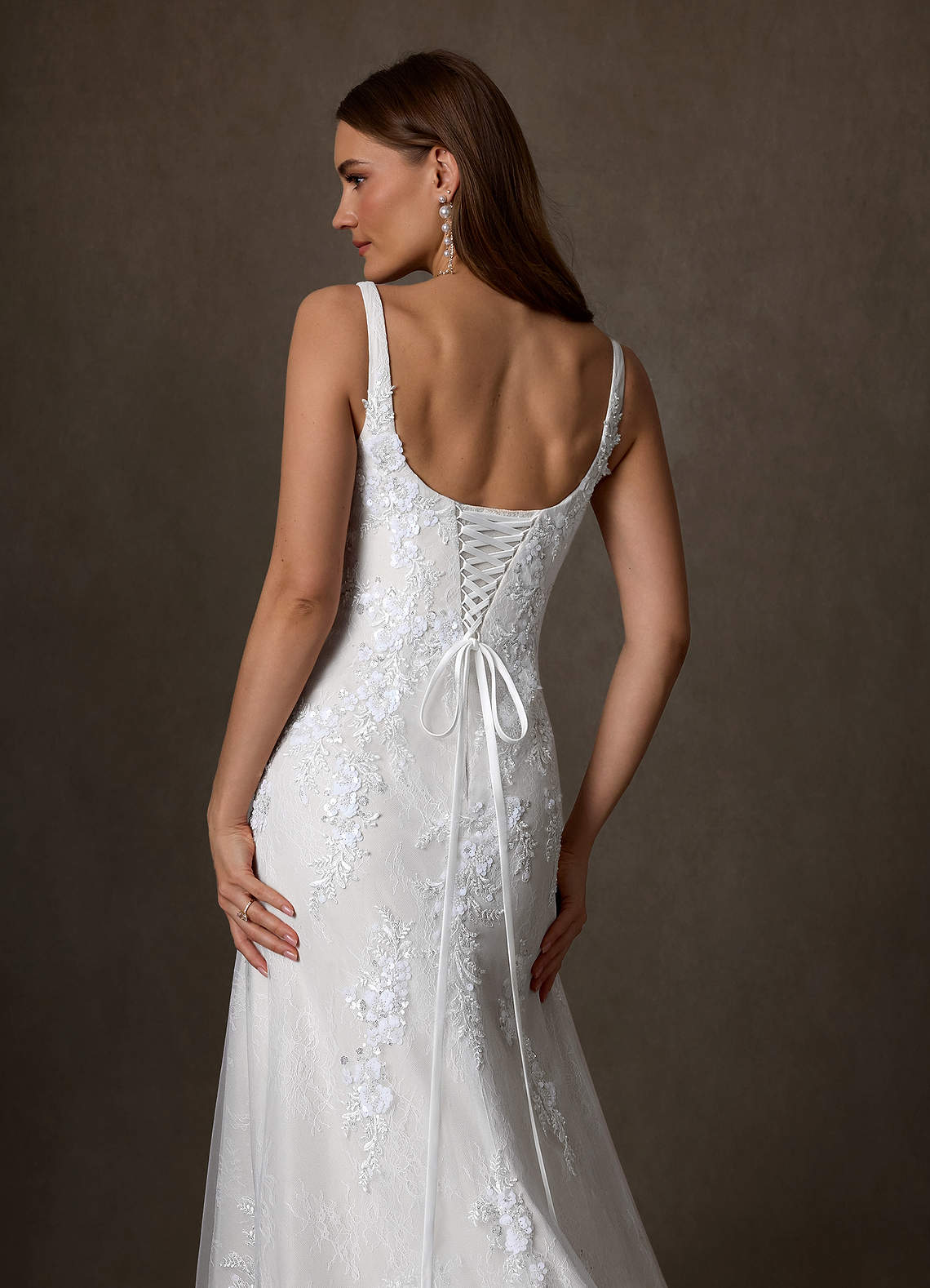 Azazie Rosalie Wedding Dresses Diamond White A-Line Lace Dress image3