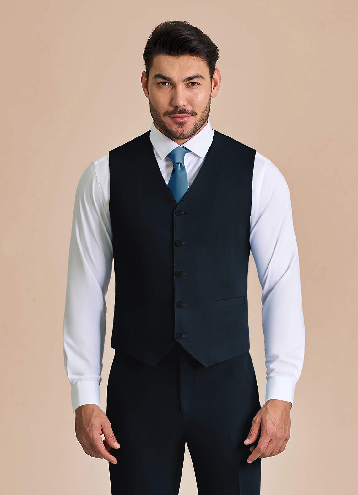 front James Bleu Marine Gilet de costume
