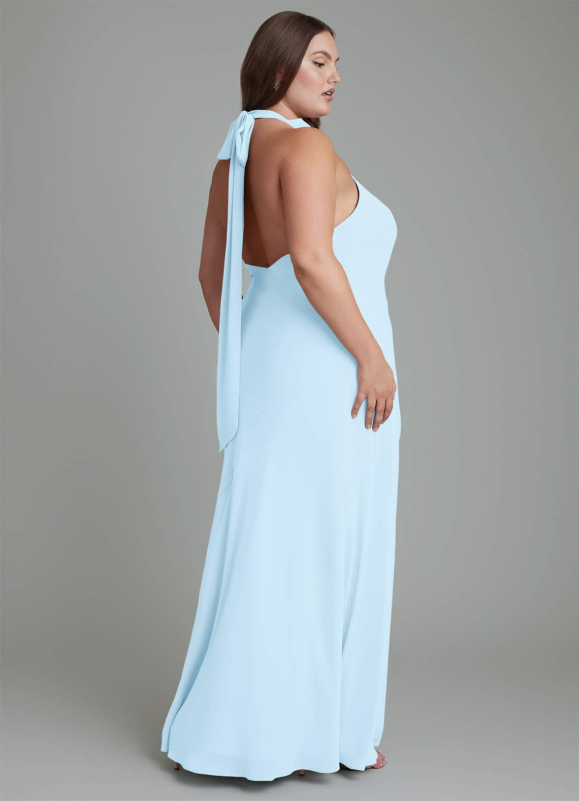 Azazie Velli Bridesmaid Dresses Sky Blue Mermaid High Neck Chiffon Dress image12