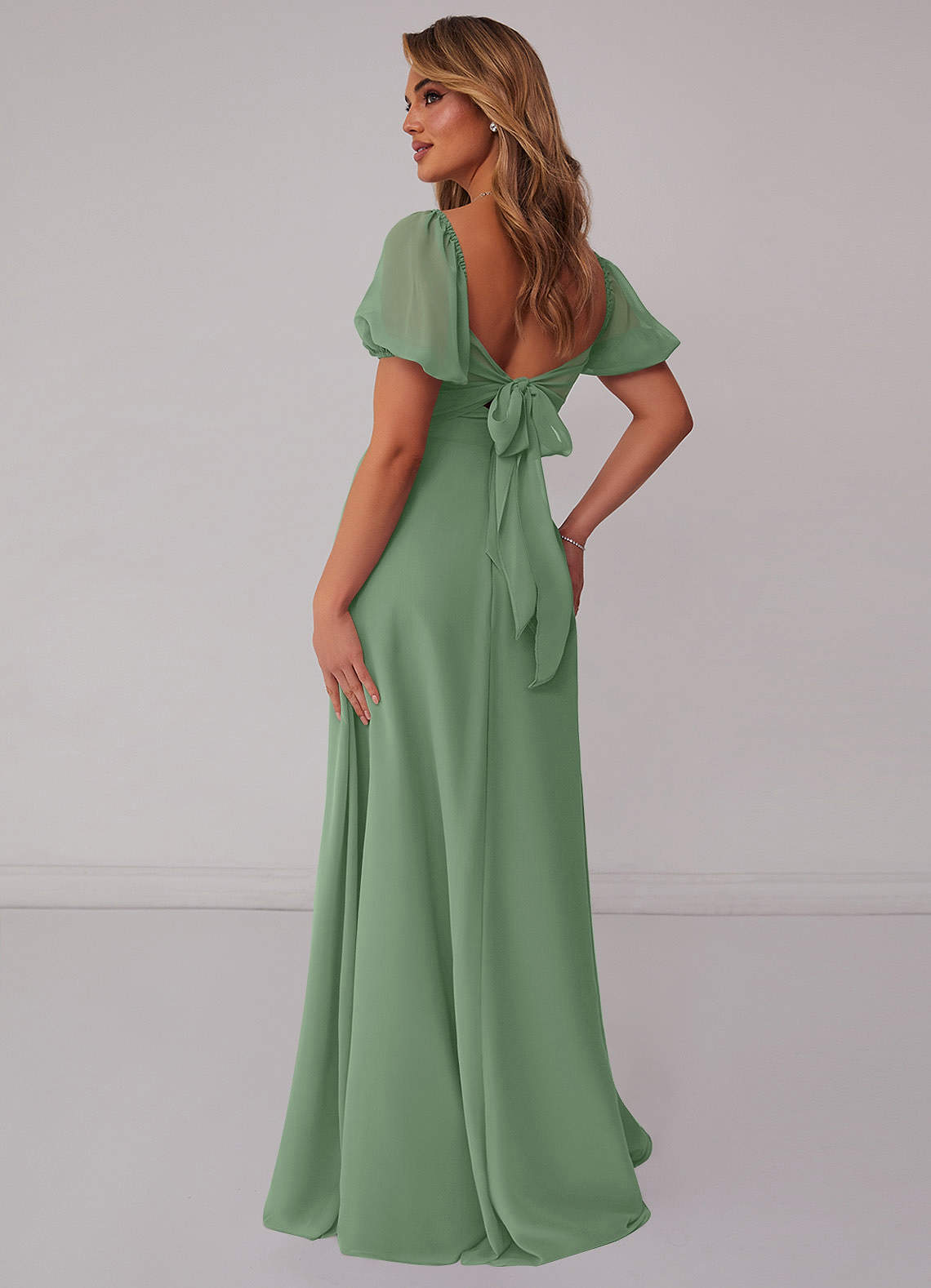Barbie ♥ Azazie Bridesmaid Dresses Matcha A-Line Pleated Chiffon Dress image1
