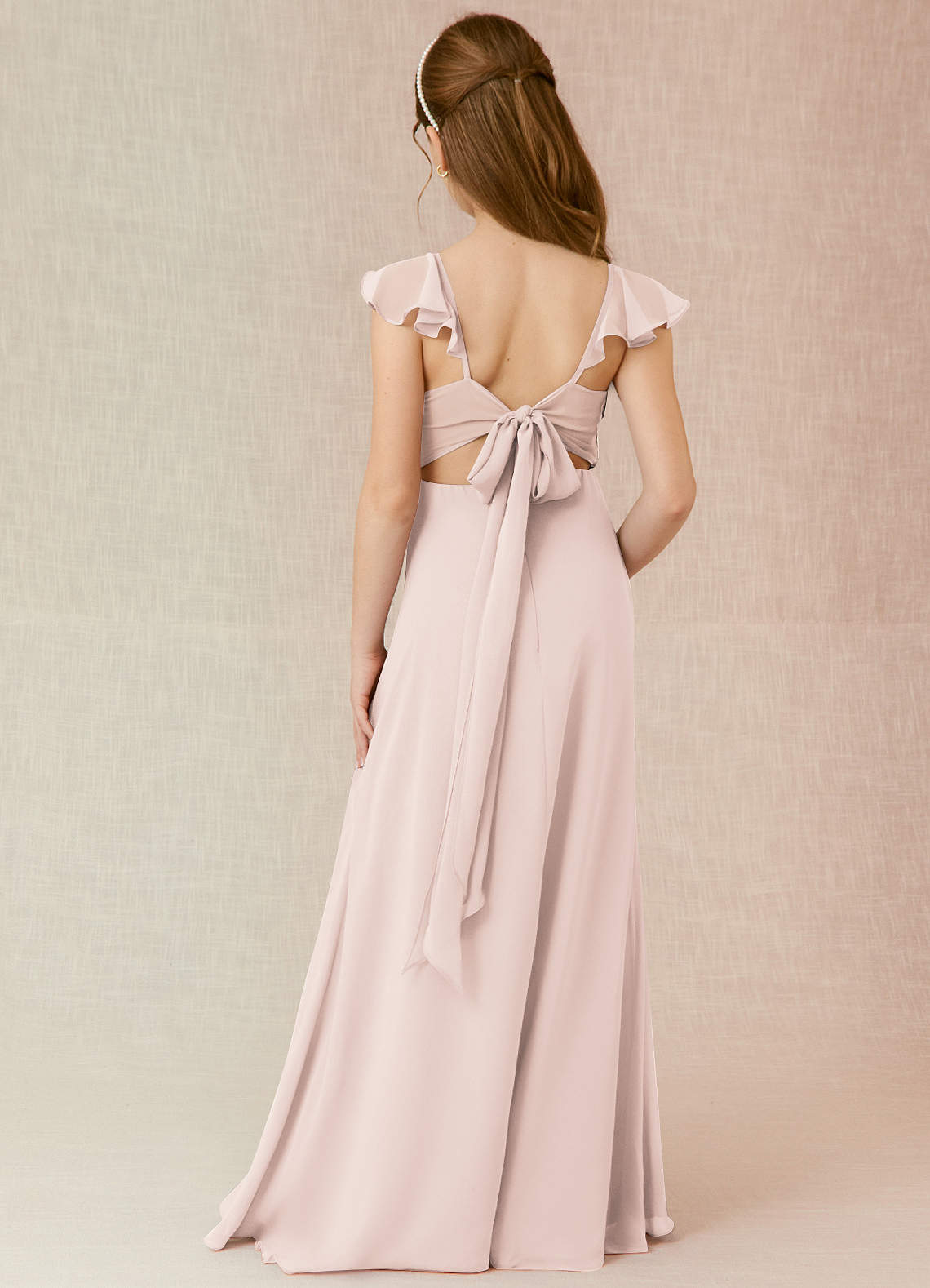 Azazie Everett Junior Vestido de Pétalo De Rosa de Gasa de Corte En A image1