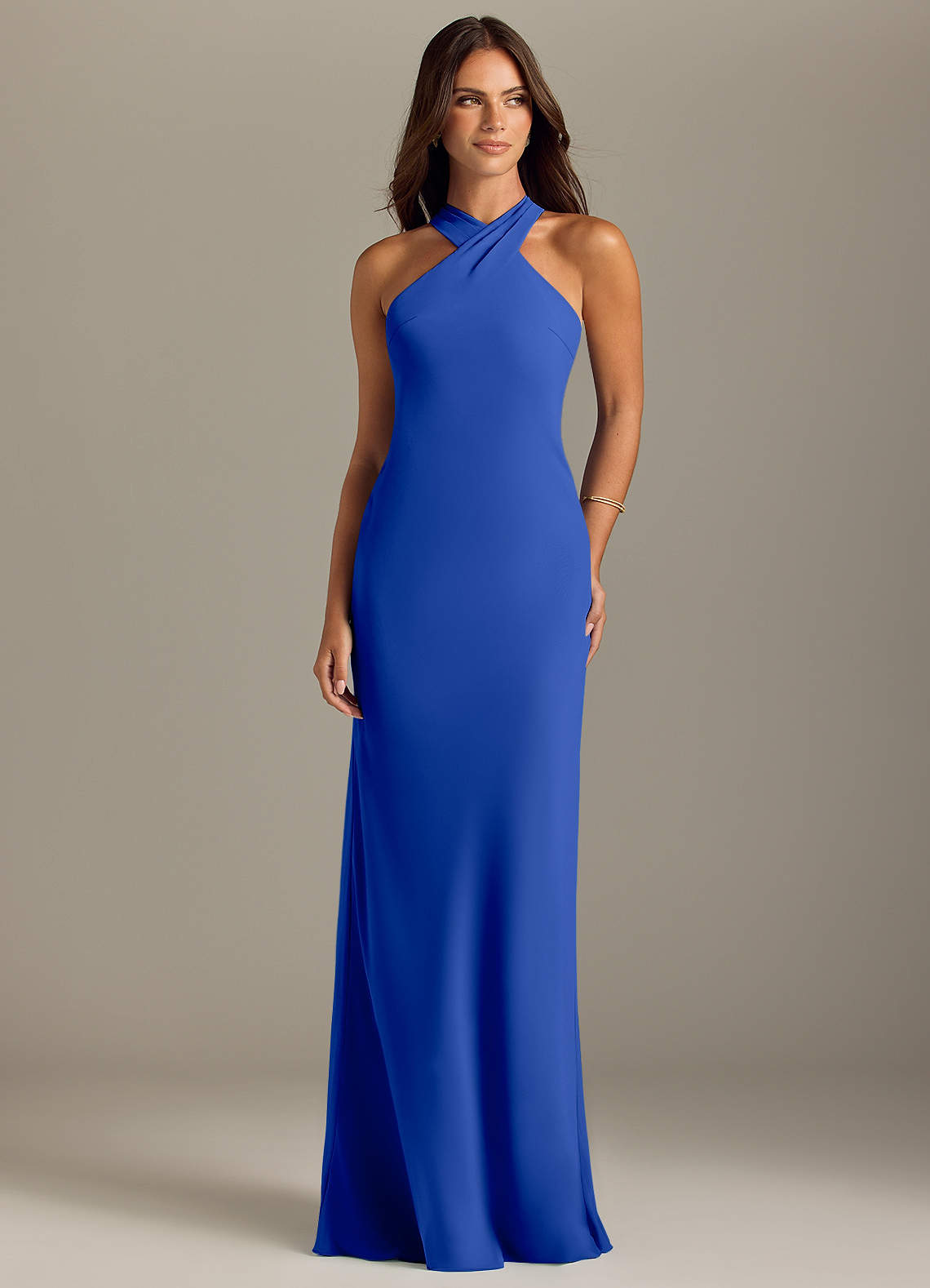 Azazie Doretta Bridesmaid Dresses Royal Blue Mermaid Pleated Chiffon Dress image1