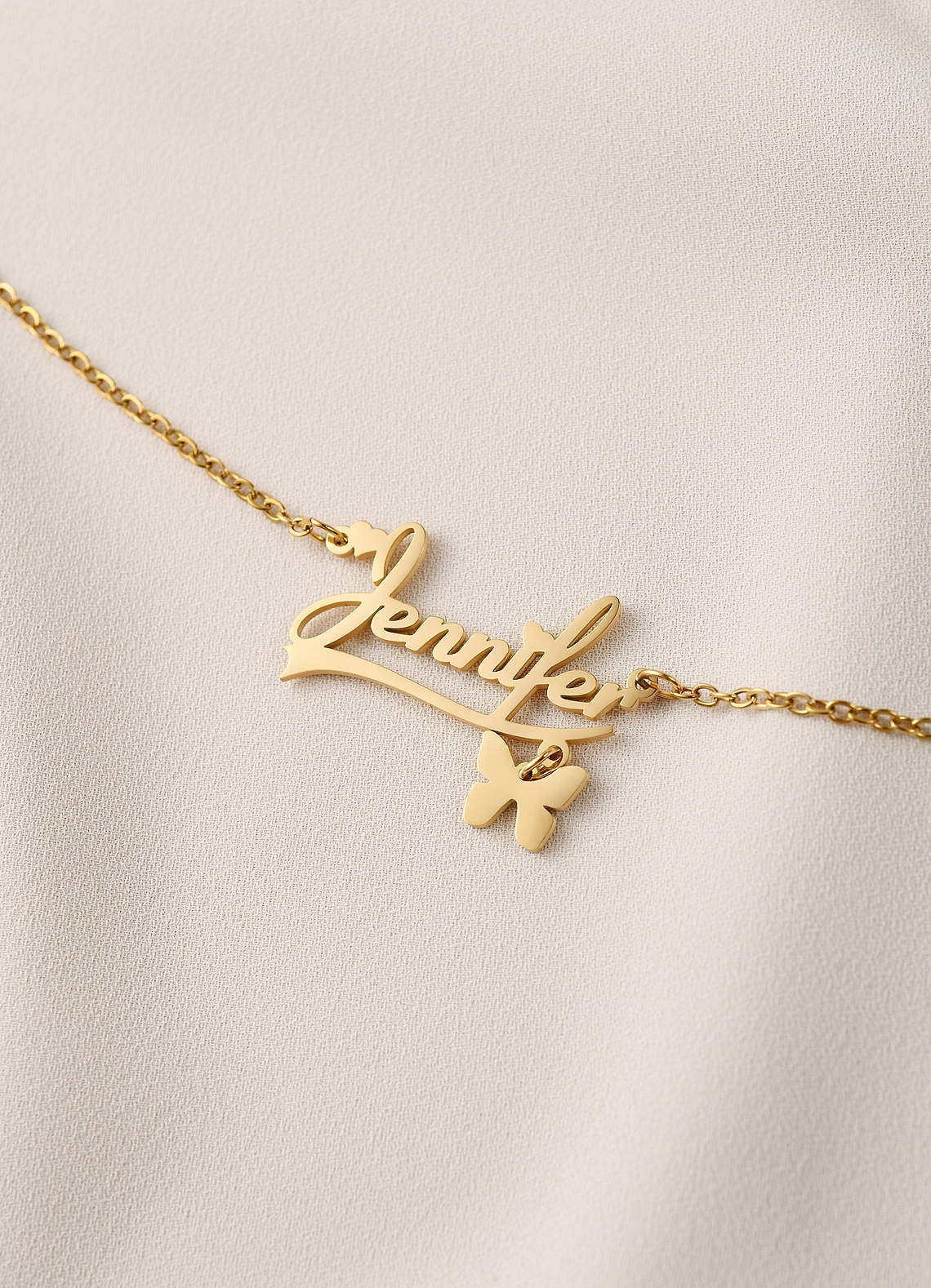 front Custom Name Necklace with Butterfly